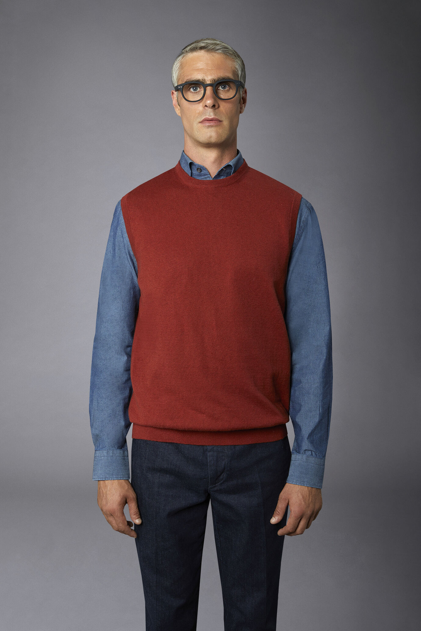 Gilet uomo girocollo lana e cotone image number 2