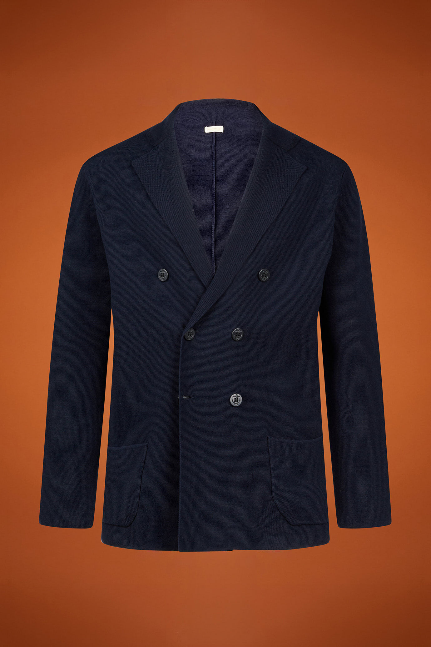 Zweireihige Herren-Strickjacke aus 100 % Baumwolljersey Punto Milano in normaler Passform image number 5