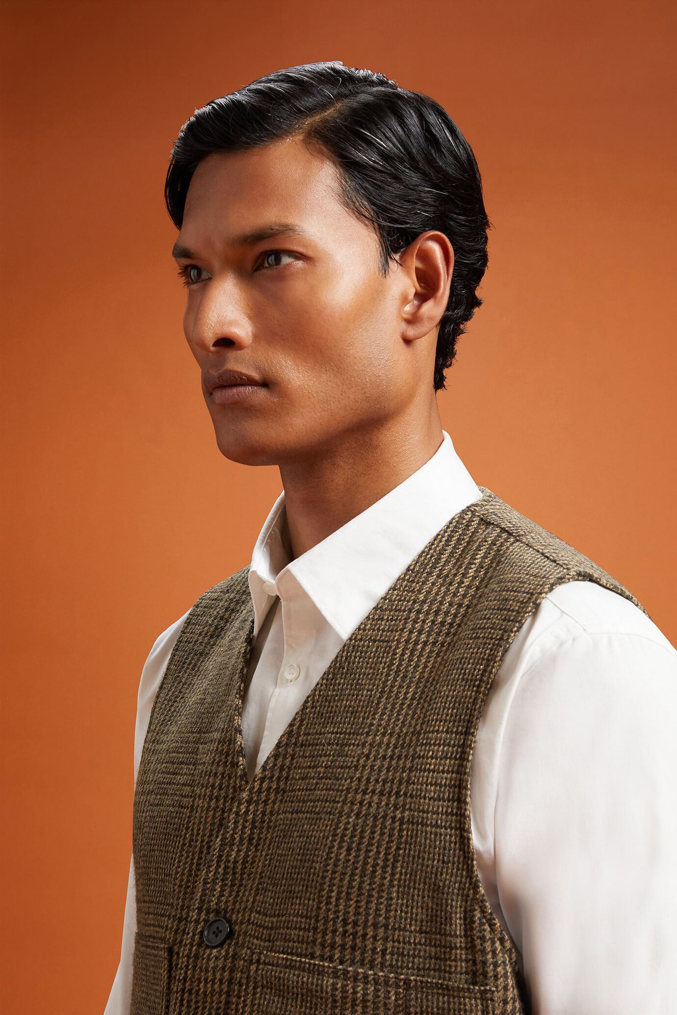 Gilet uomo monopetto con scollo a v disegno principe di galles Wool Blend regular fit image number 3