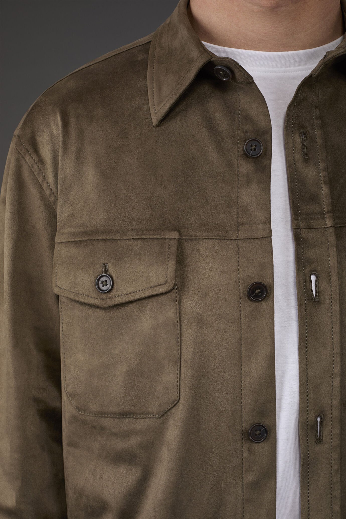 Ungefütterte Hemdjacke aus Kunst-Veloursleder für Herren image number 3
