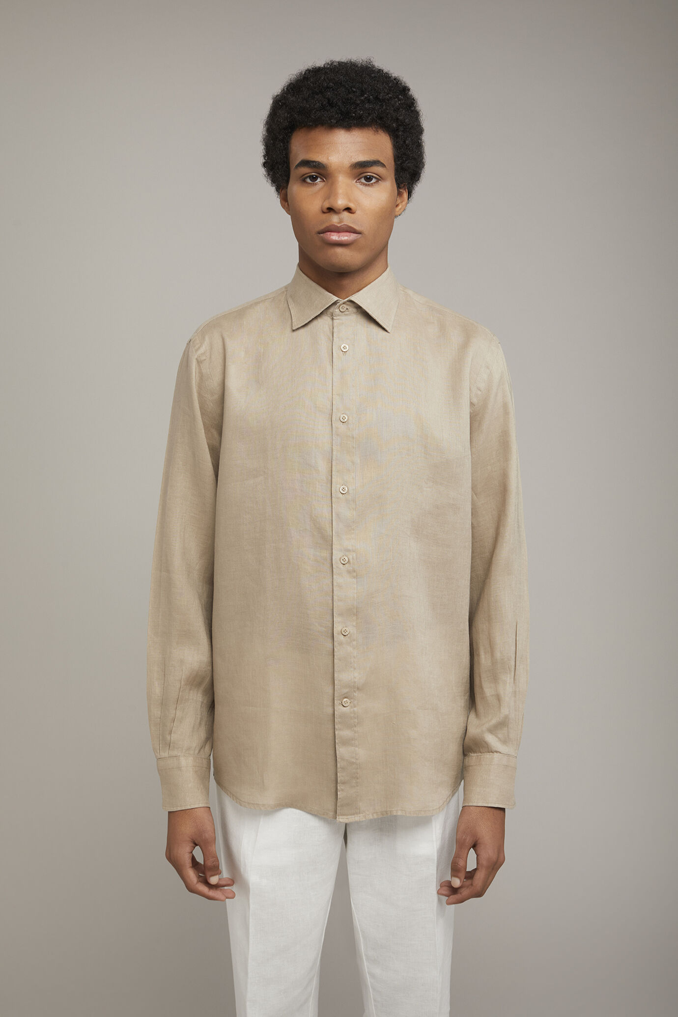 Camicia casual uomo collo classico 100% lino comfort fit image number 2