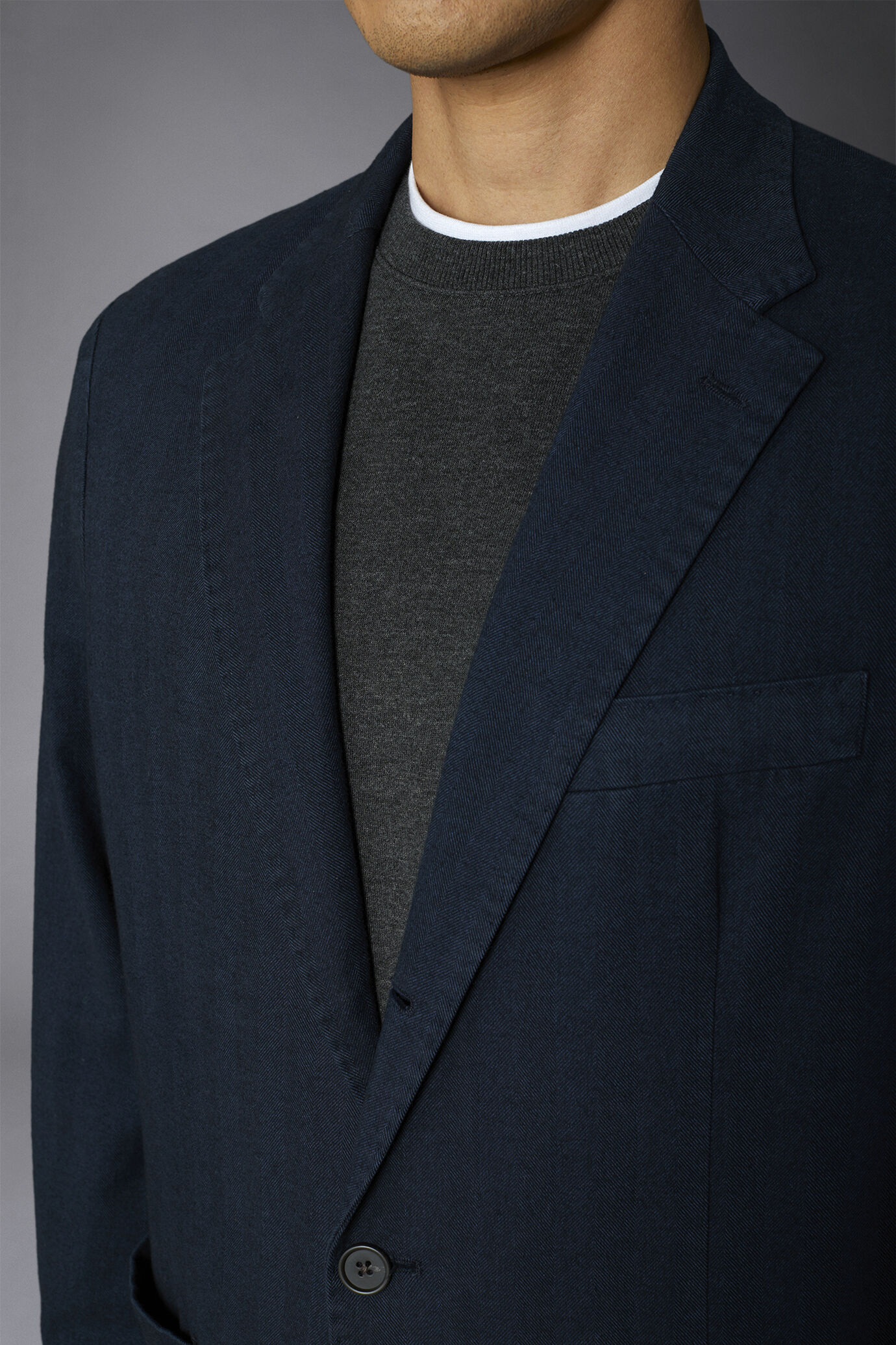 Veste à simple boutonnage en tissu lavé avec motifs à chevrons, coupe régulière image number 3