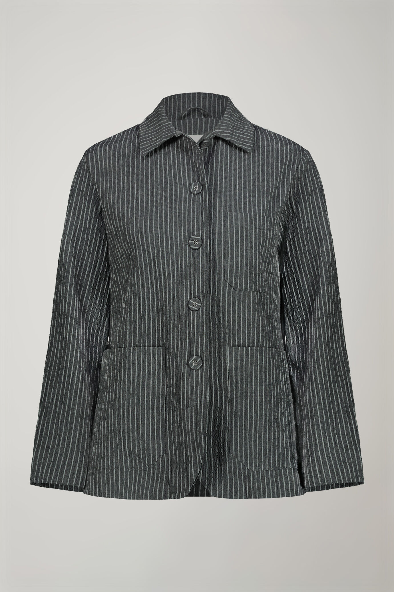 Veste femme à fines rayures en coton stretch coupe régulière image number 4