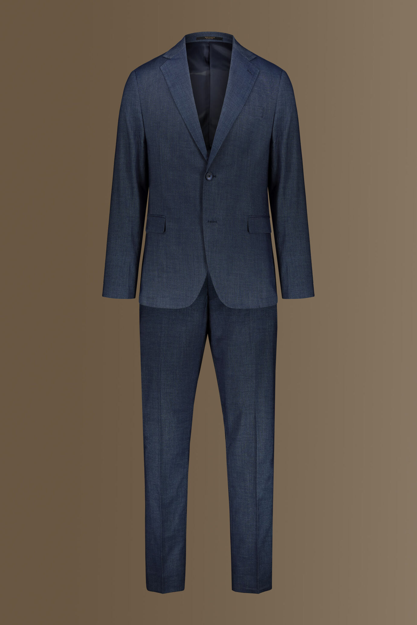 Single breasted suit flat trousers denim fabric effect image number 10