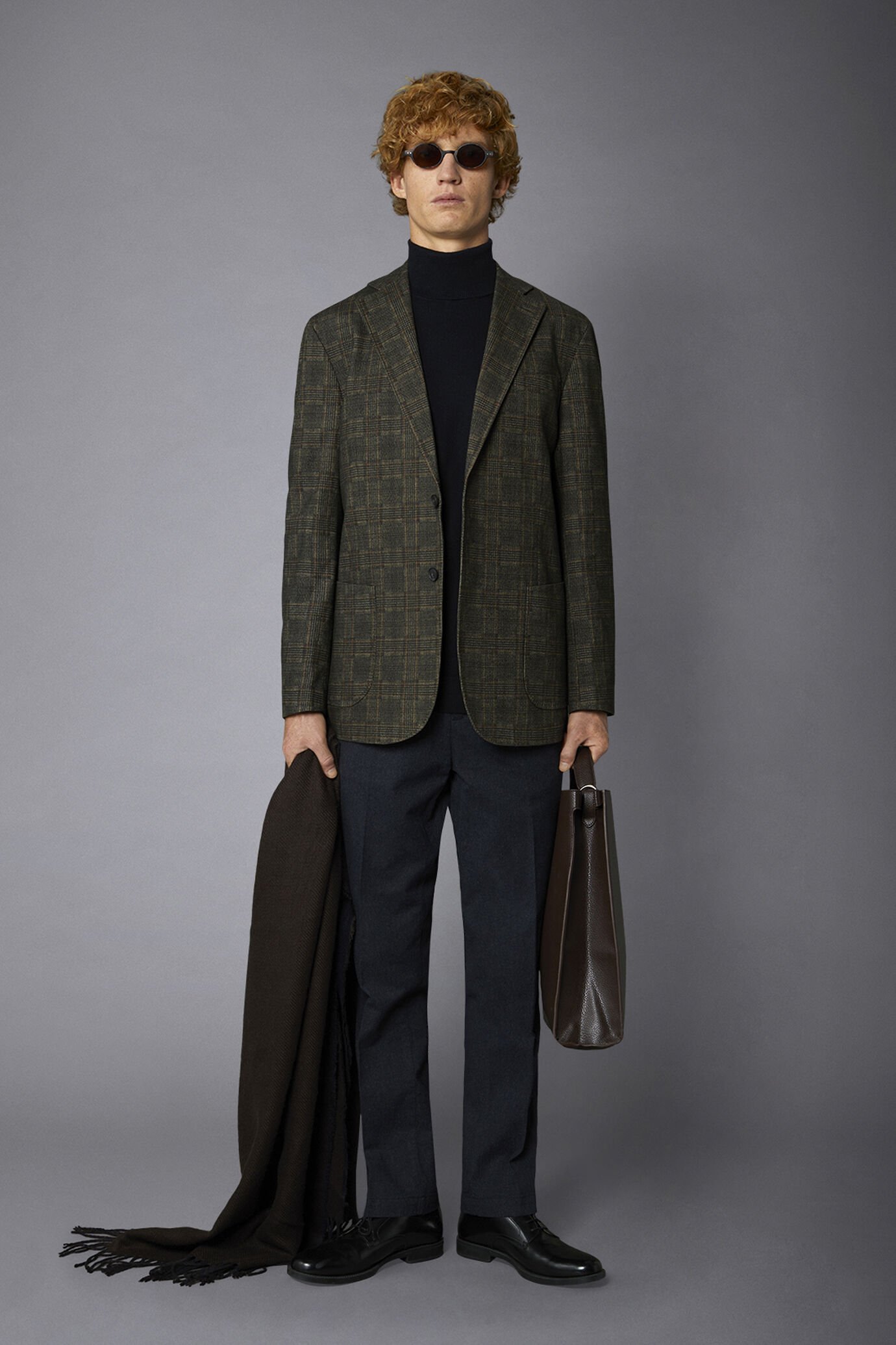 Regular fit genderless single-breasted jacket Prince of Wales fabric image number 0