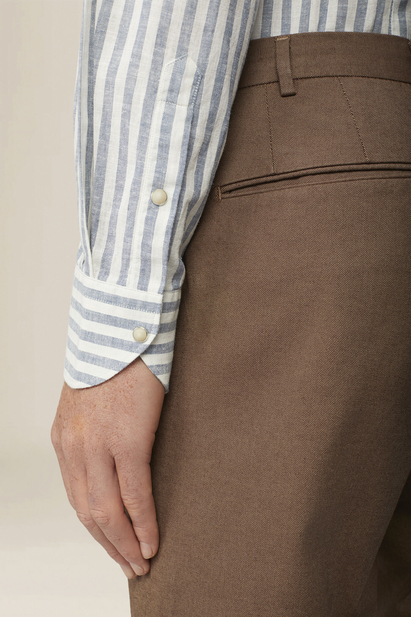 Camicia uomo misto lino cotone righe larghe image number 3
