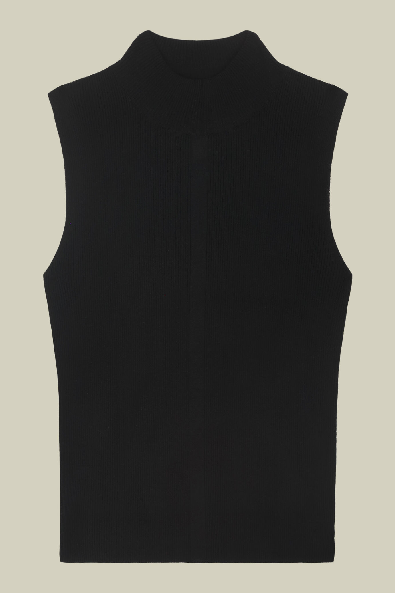 Maglia donna lupetto senza maniche con motivo sul centro davanti e sul centro dietro image number 4