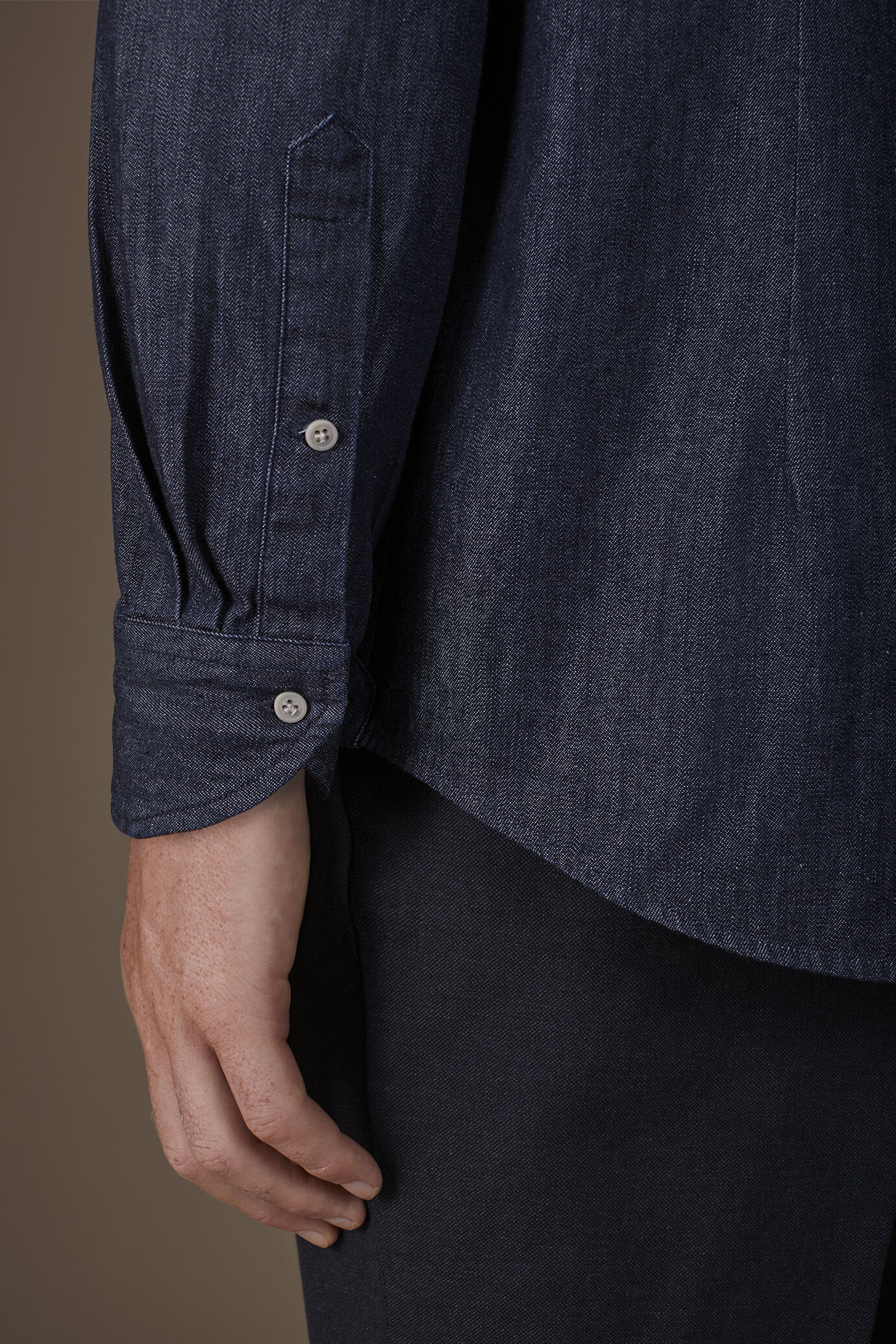 Camicia uomo casual in 100% cotone denim costruzione twill image number 3