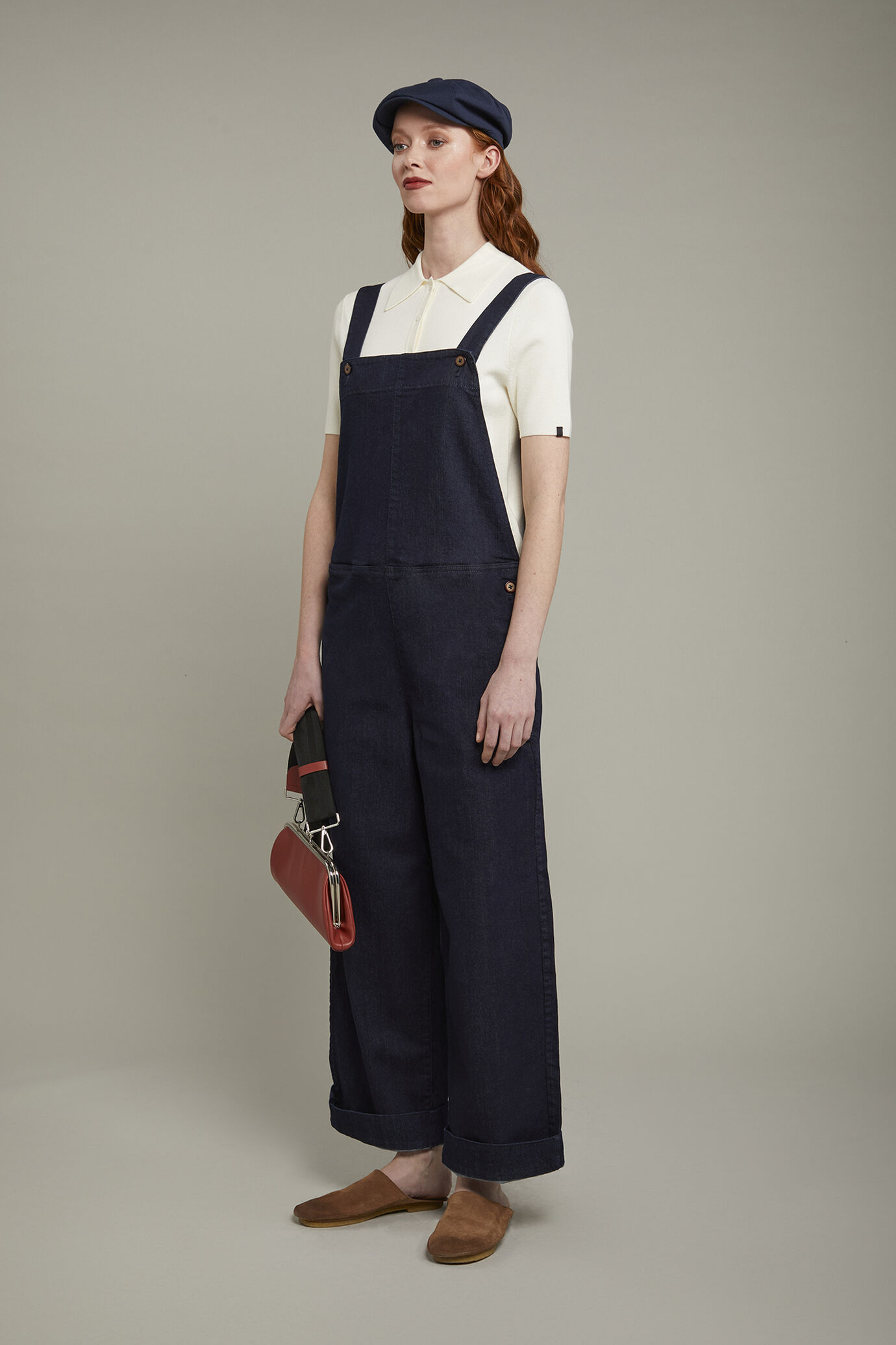 Salopette donna in denim 100% cotone regular fit image number 1