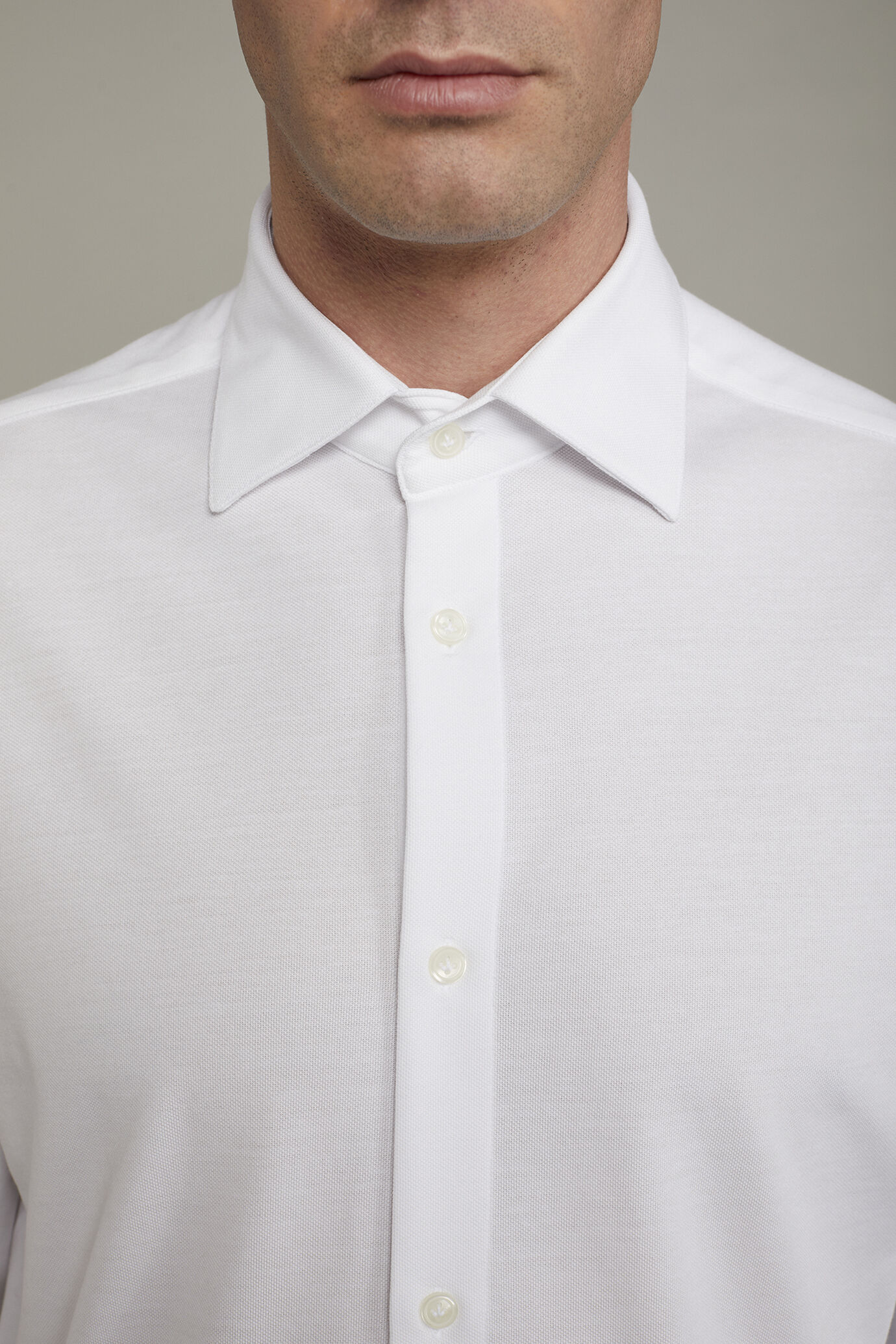 Polo camicia uomo manica lunga con collo classico e tessuto jersey regular fit image number 3
