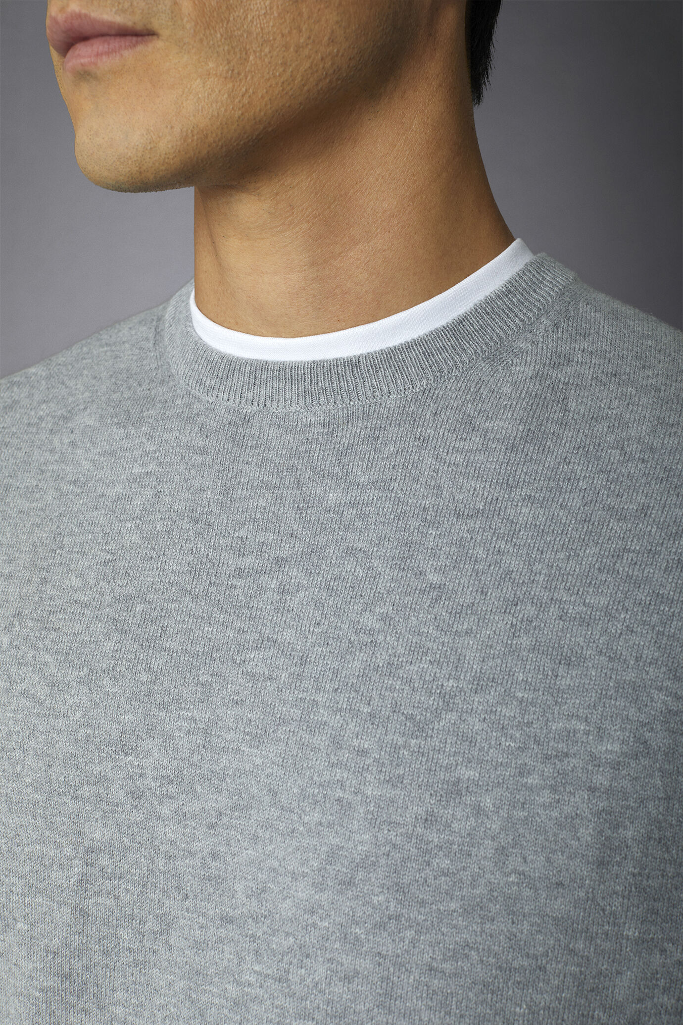 Men's roundneck wool and cotton sweater image number 3