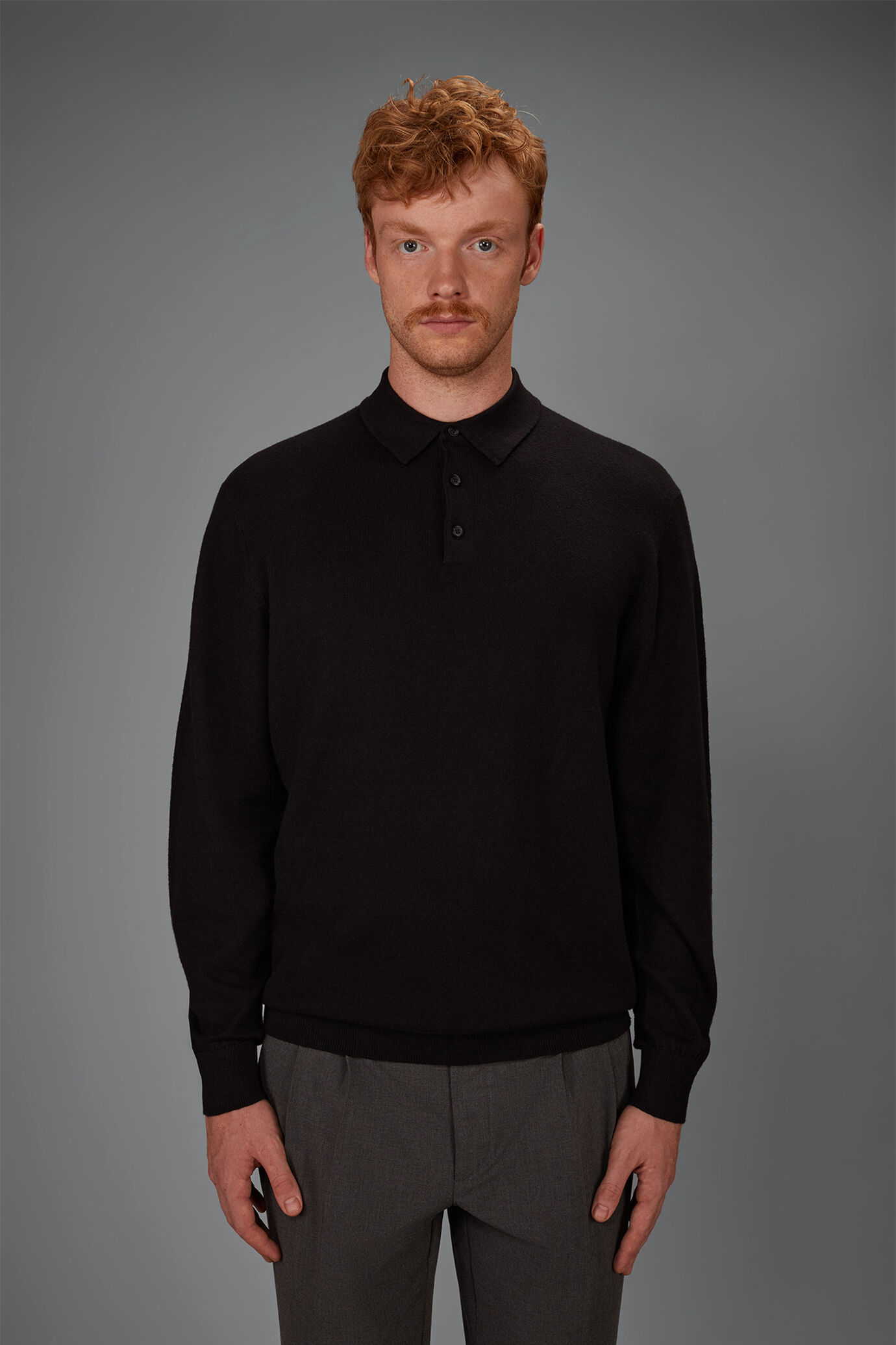 Polo uomo in maglia misto lana e cotone regular fit image number 1