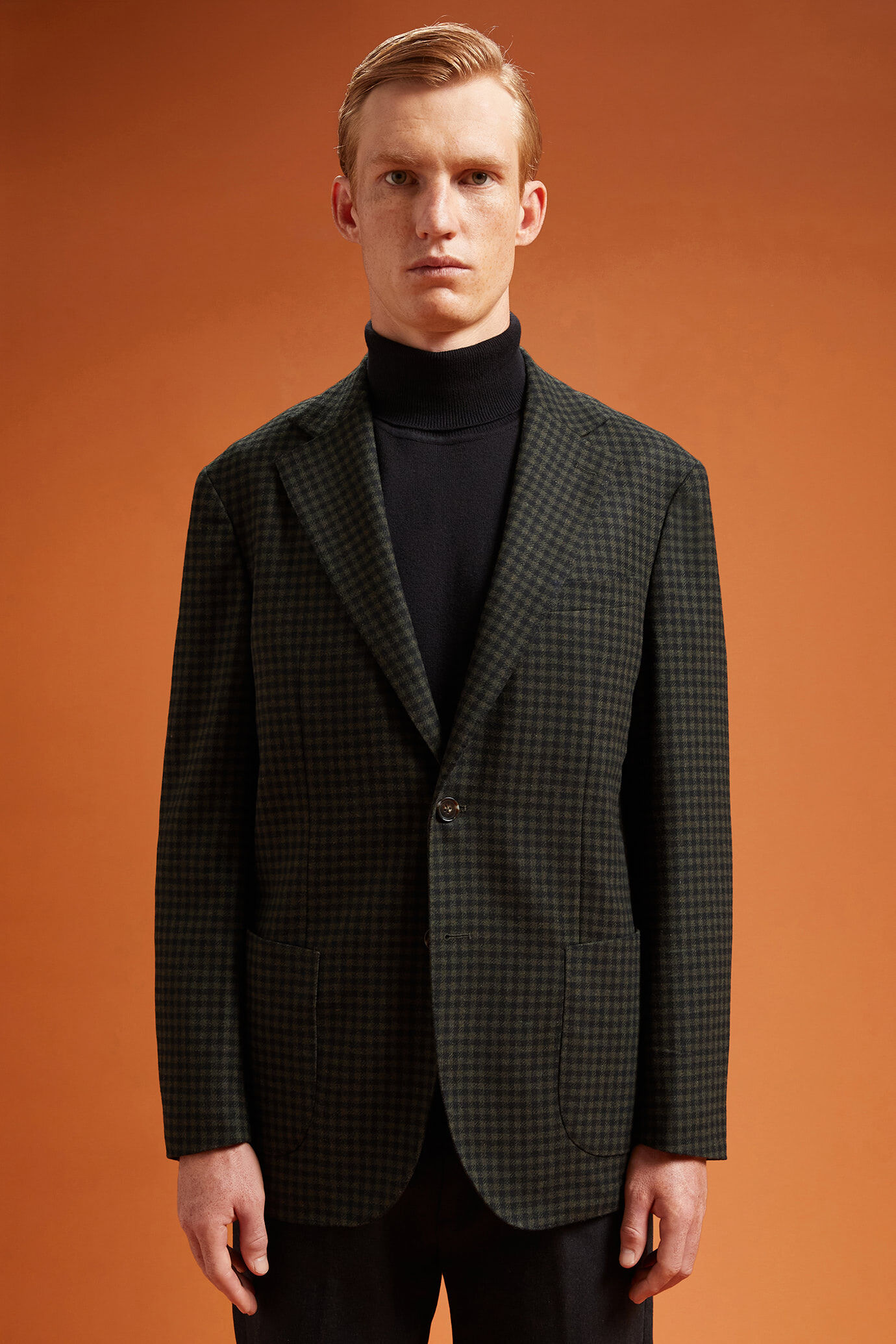 Veste classique à simple boutonnage en polylaine à petits carreaux, coupe classique