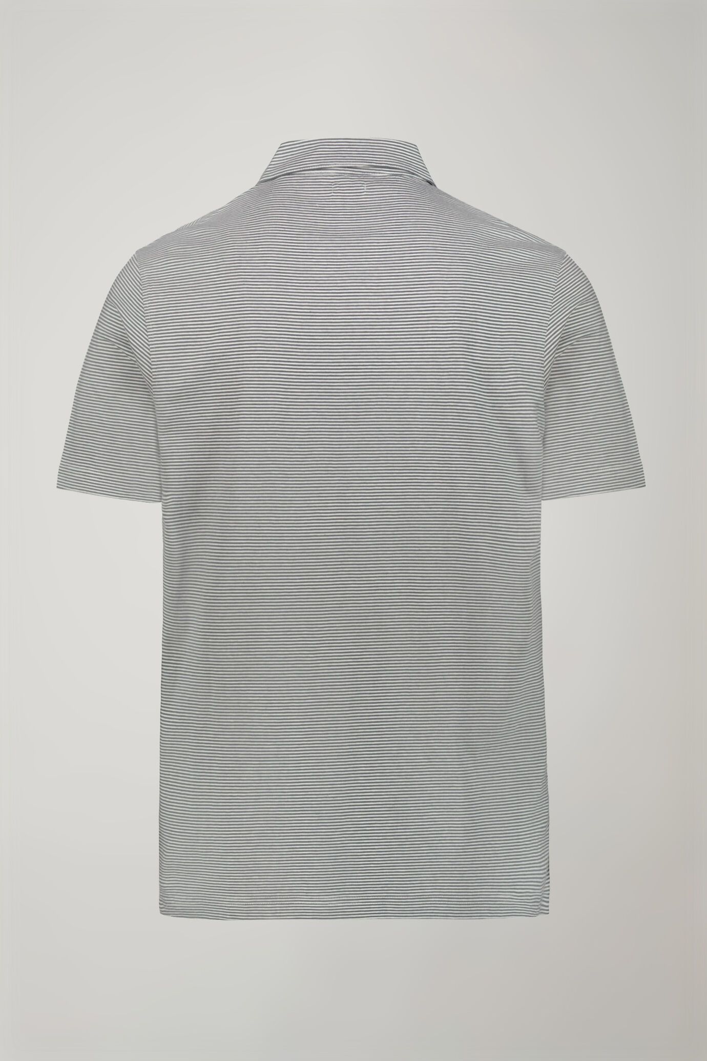 Polo uomo manica corta con collo derby senza bottoni 100% cotone a righe sottili regular fit image number 5