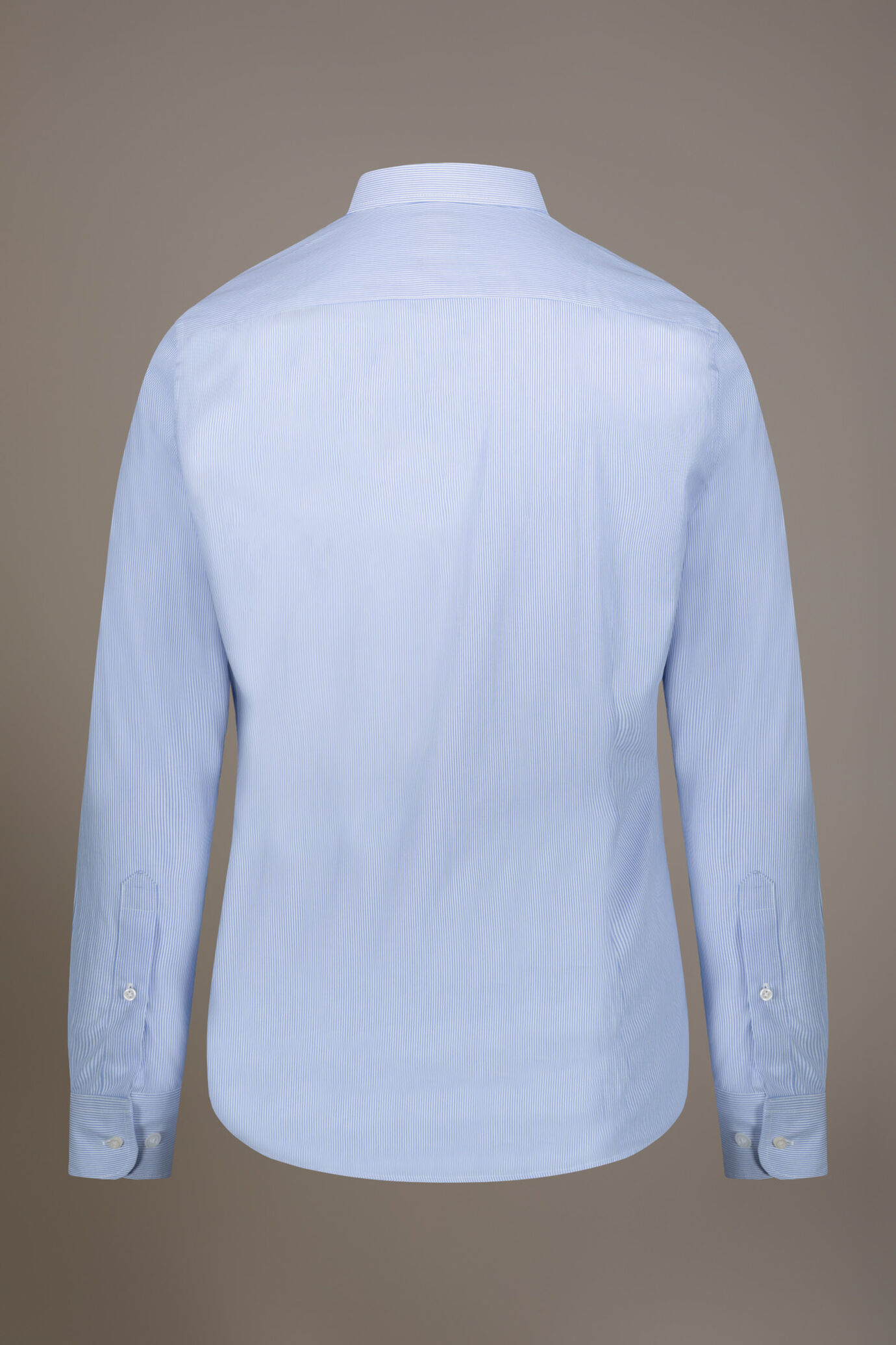 Camicia classica collo francese slim fit tessuto tinto filo rigato image number 4