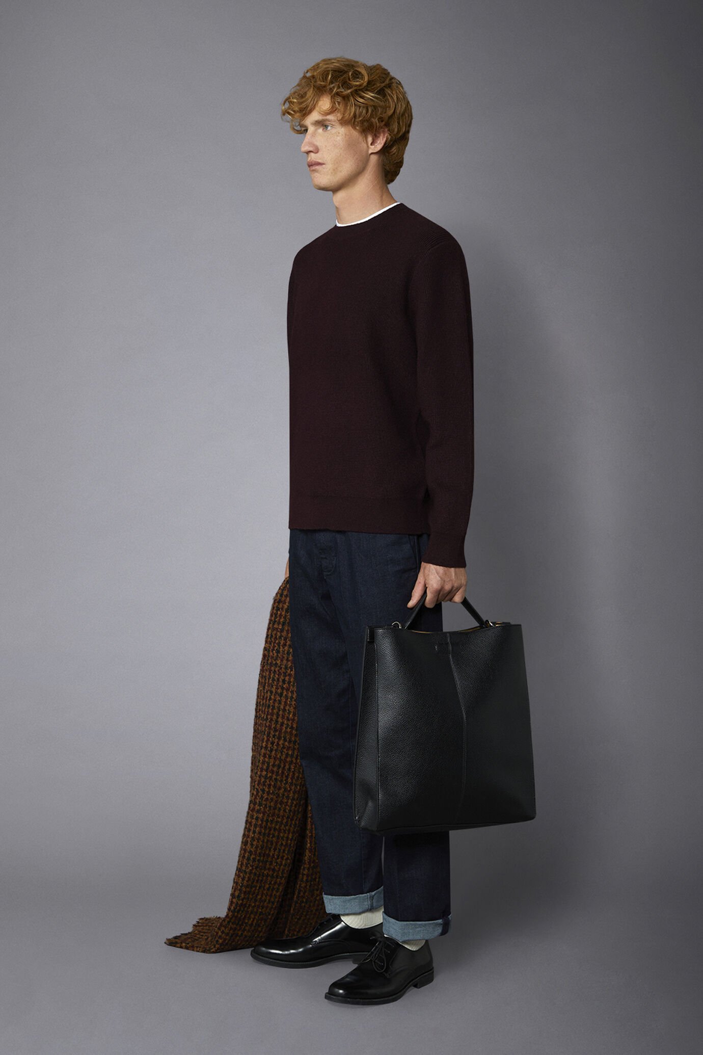 Maglia uomo girocollo con lavorazione a costa inglese regular fit image number 1