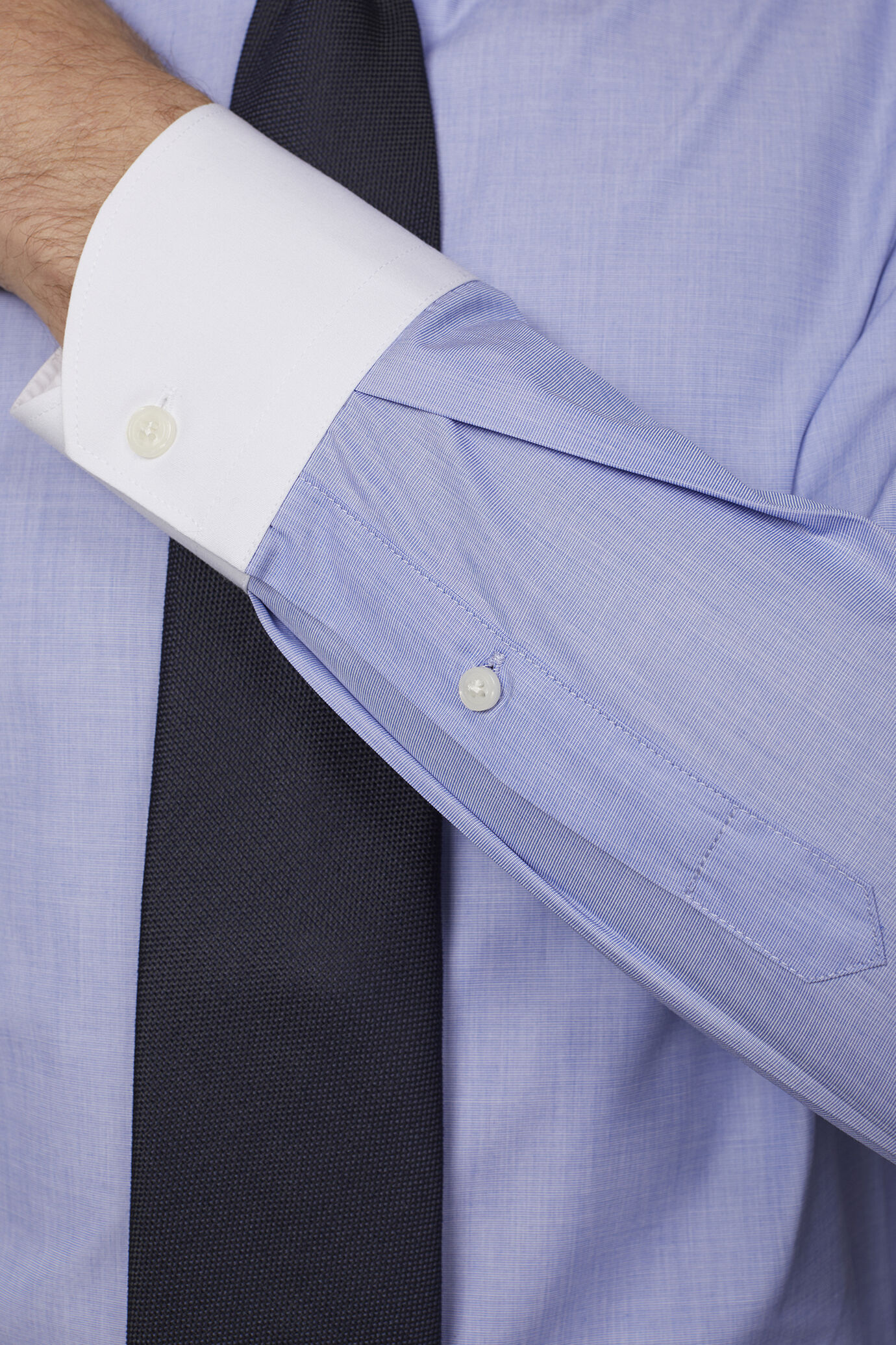 Men's shirt classic collar 100% cotton fil-a-fil regular fit fabric image number 4