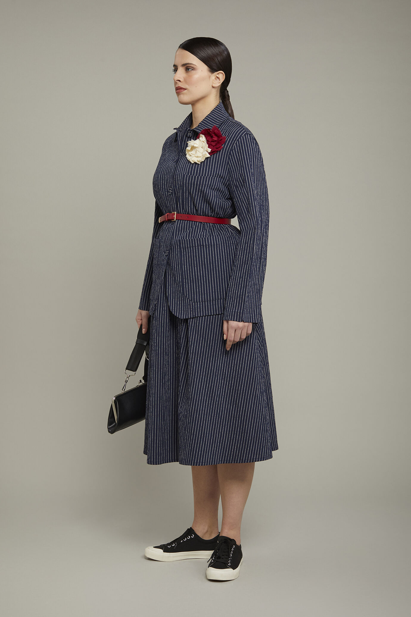 Women’s pinstripe blazer in stretch cotton regular fit image number 1