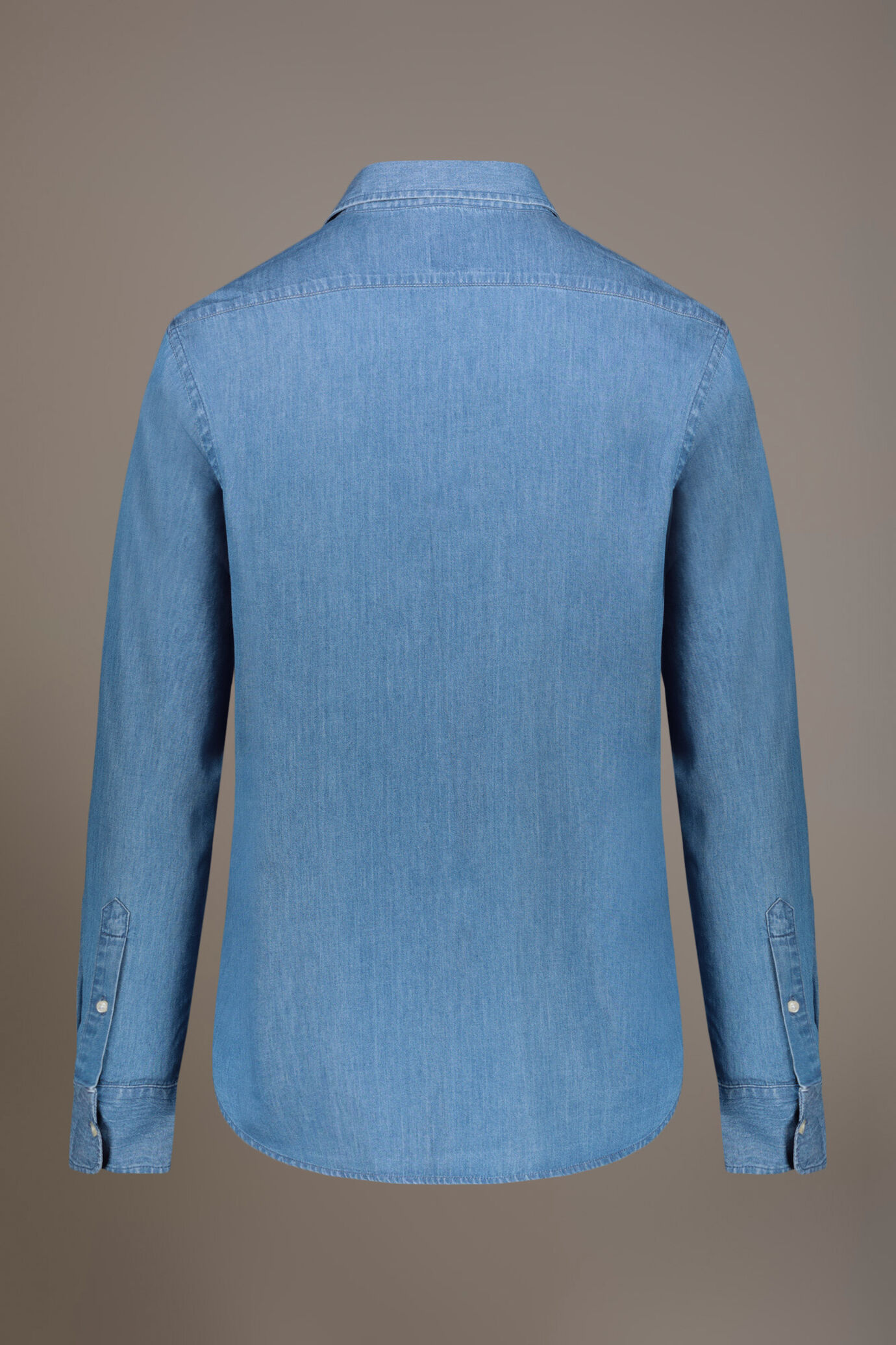 Camicia casual collo francese comfort fit tessuto denim image number 4