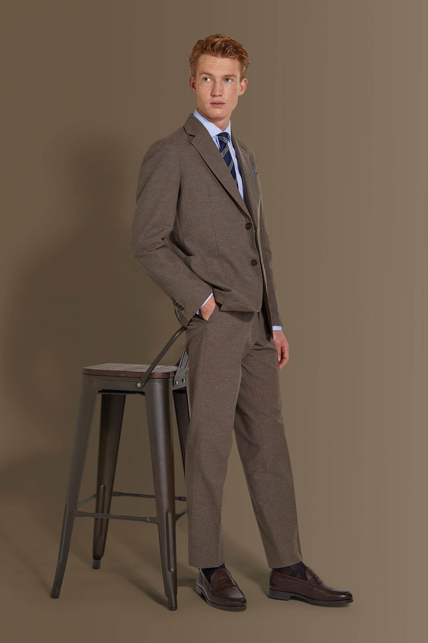 Single breasted suit flat trousers 100% linen made in italy image number 0