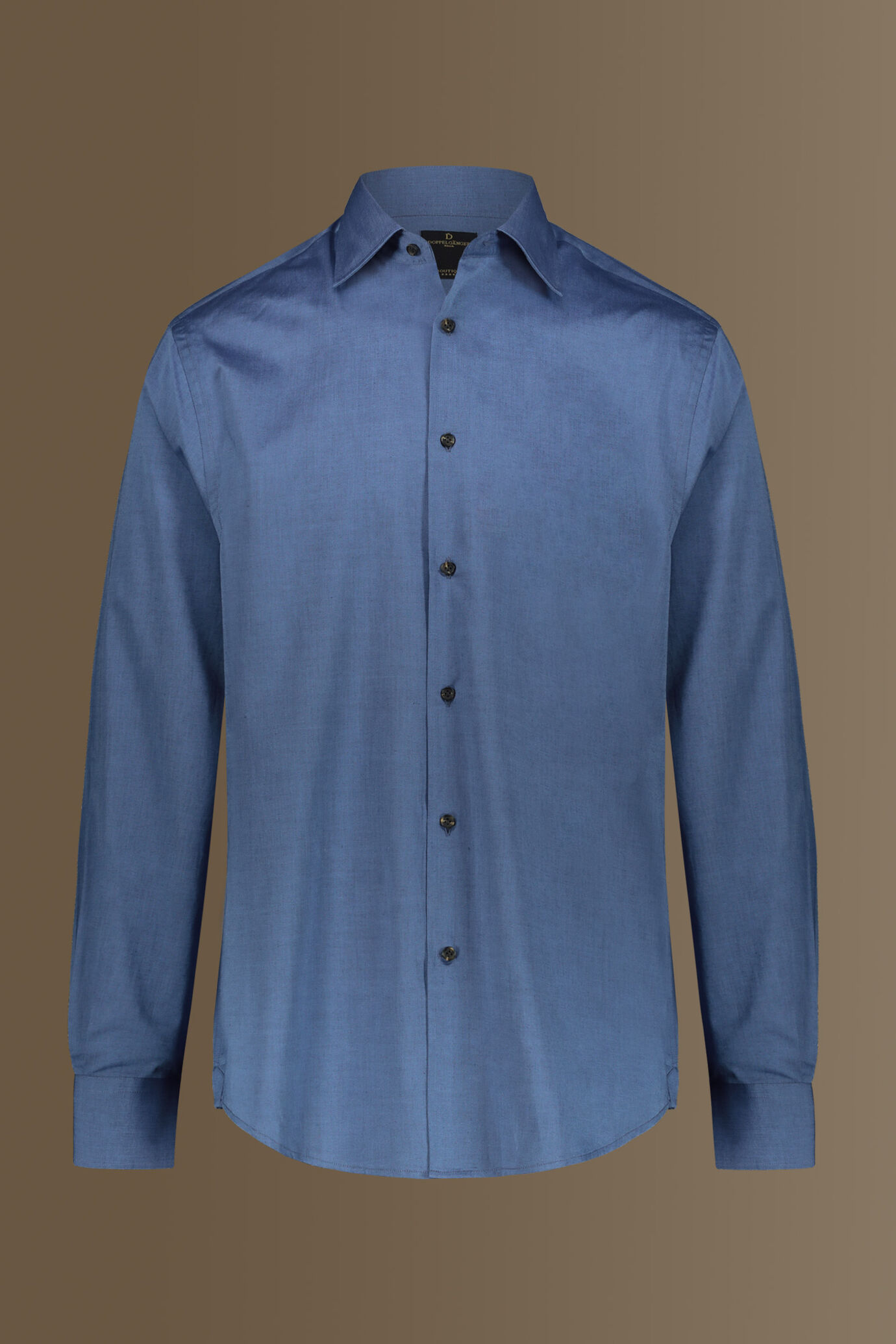 Camicia casual collo francese uomo tessuto chambray image number 4