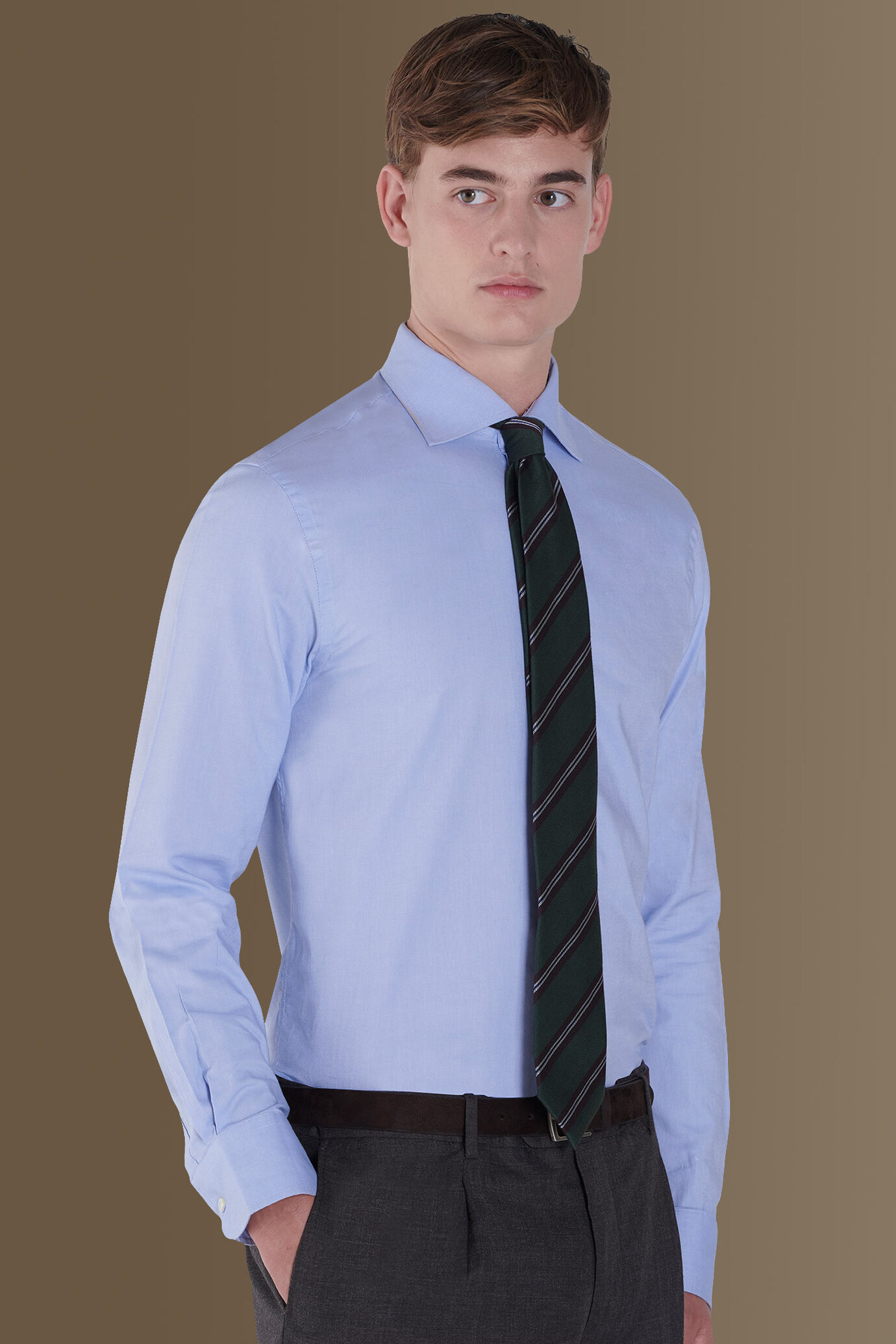 Camicia classica uomo collo francese 100% cotone oxford pin-point image number 0