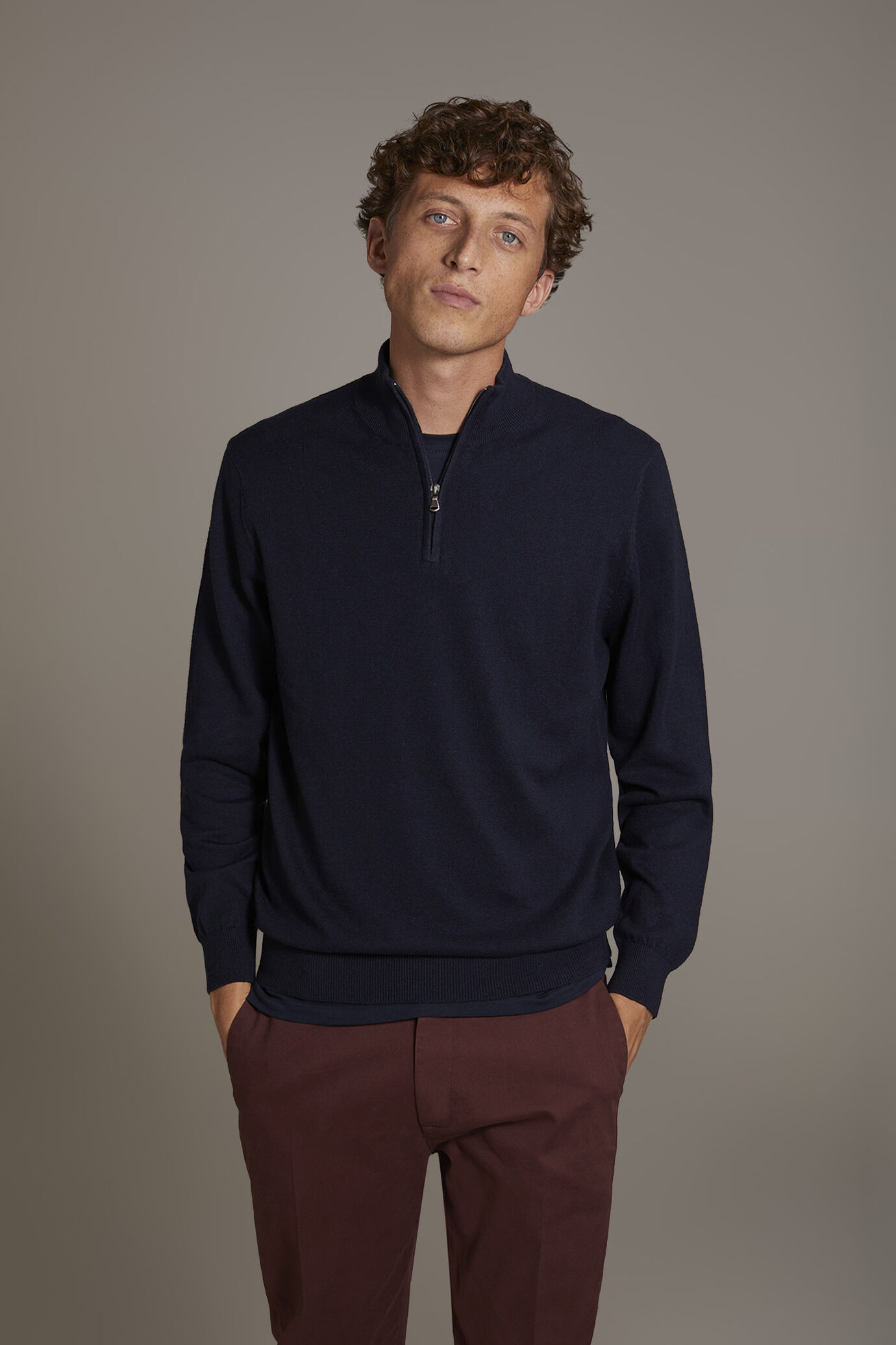 Wool blend Turtleneck sweater with zip image number 1