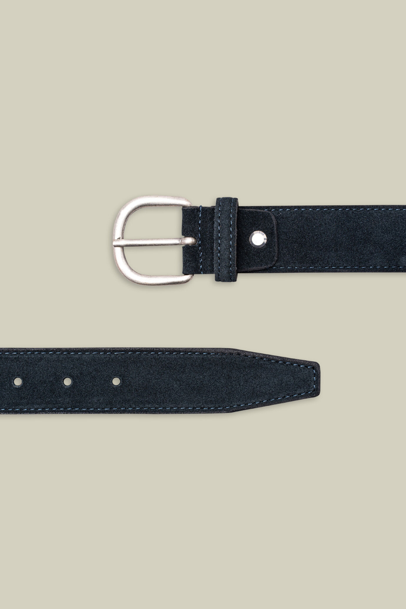 Classic men's belt in 100% suede leather with stitching image number 2