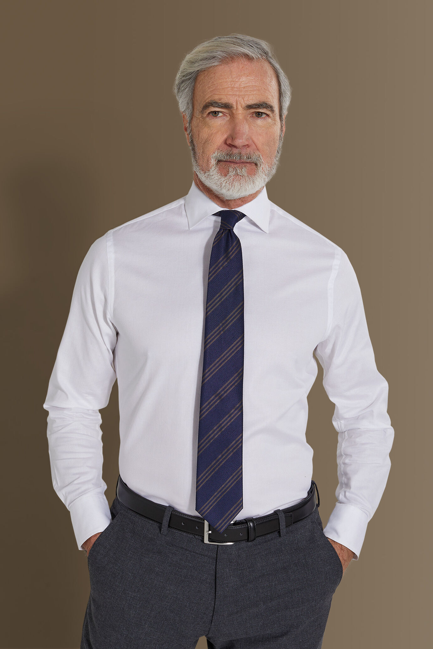 Camicia classica uomo collo francese tessuto dobby image number 0