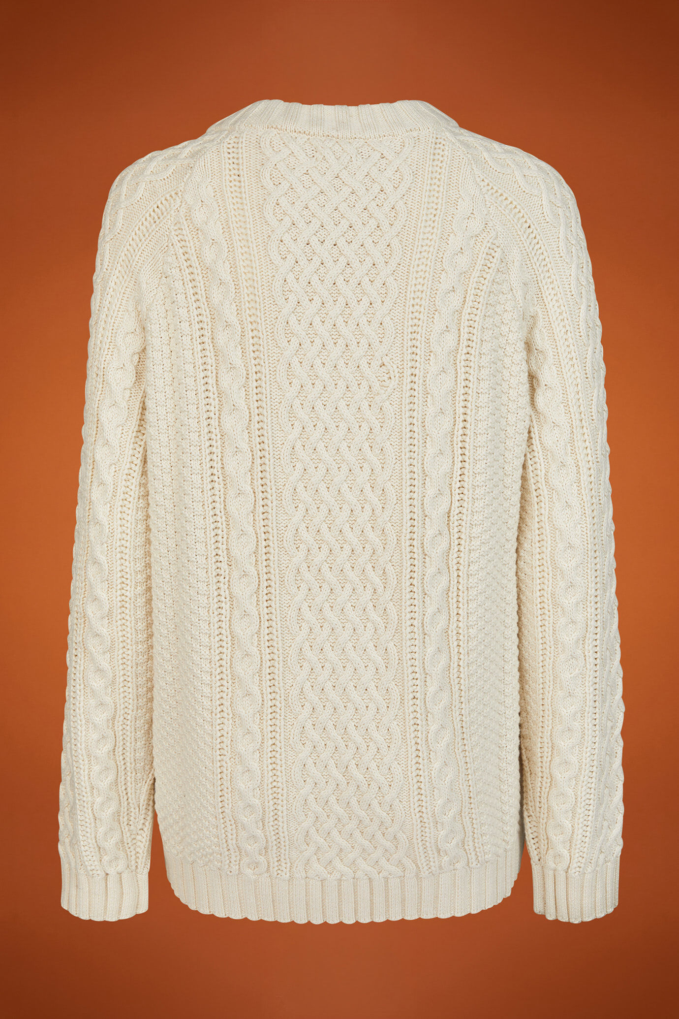 Damen-Strickpullover mit Rundhalsausschnitt aus 100 % Baumwolle mit Zopfstrick und Norwegermuster image number 5