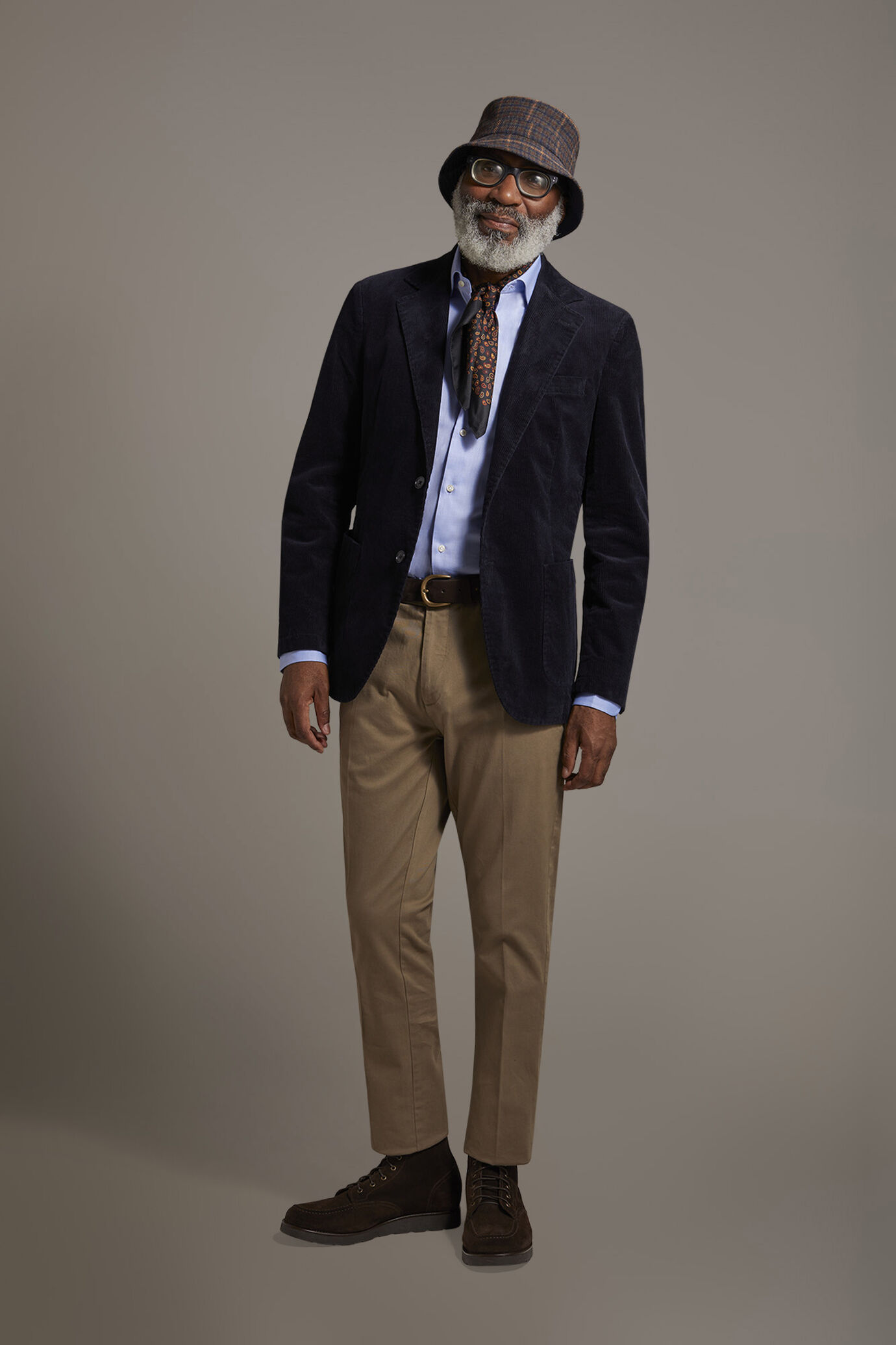 Giacca monopetto con tasche a toppa velluto a coste image number 0