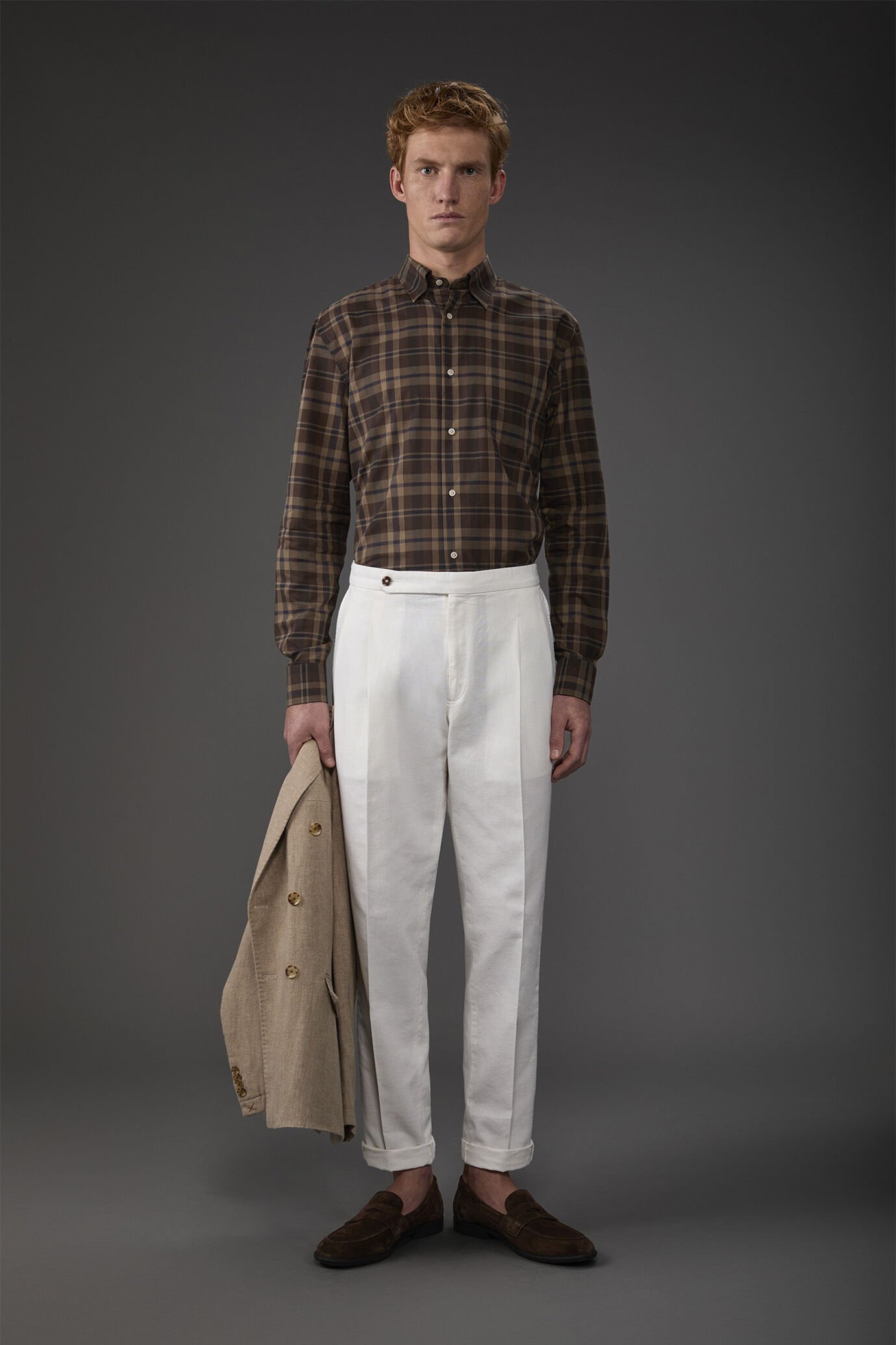 Herren-Freizeithemd mit verdecktem Button-Down-Kragen aus gewaschenem Musselin-Gewebe mit Karomuster image number 2