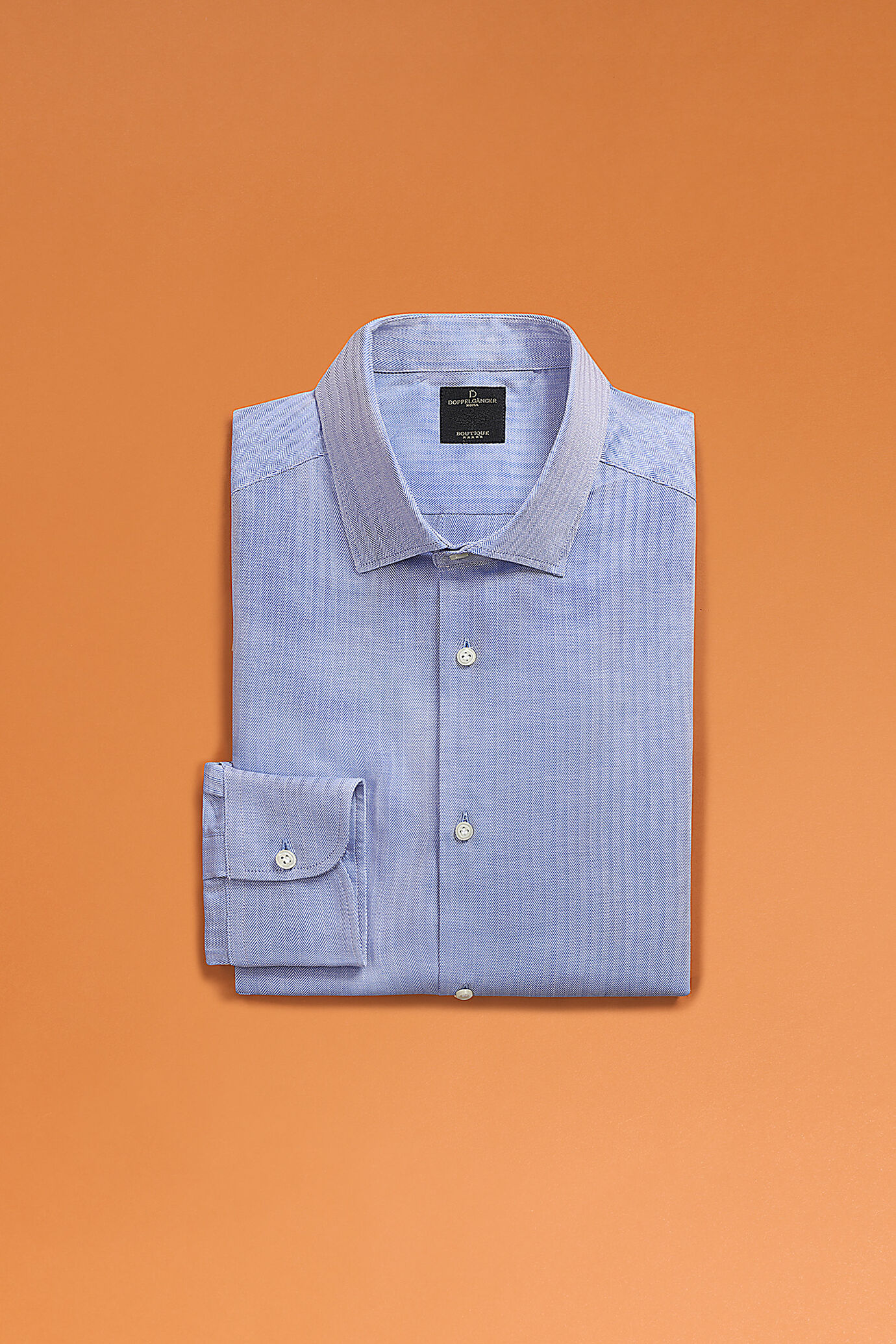 Herringbone Italian collar pure cotton shirt image number 0