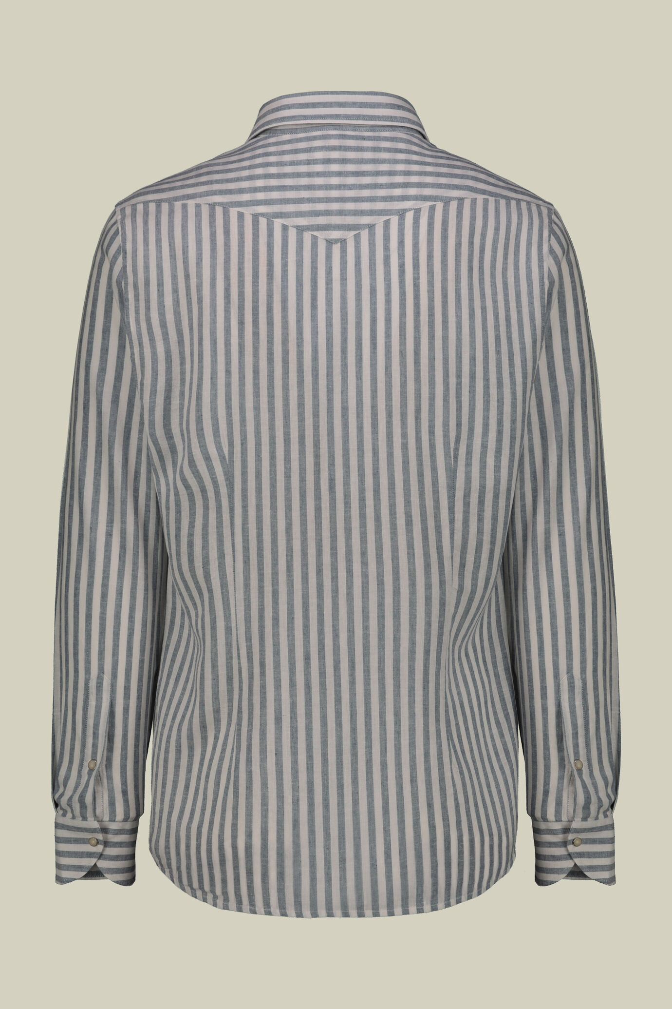 Chemise homme décontractée à col français en lin et coton lavé et rayé image number 5