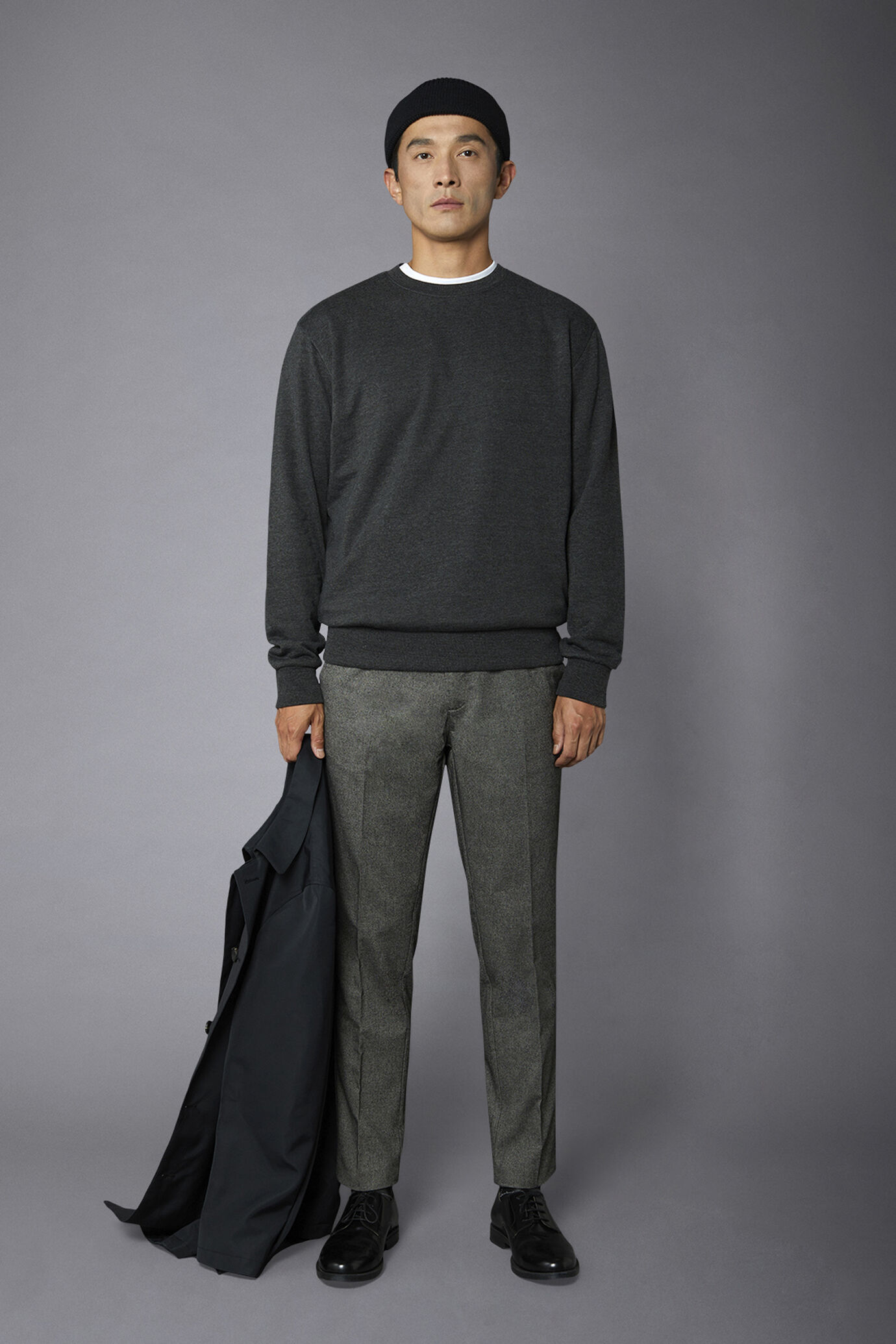 Men's chino pants woven cotton hand wool tweed regular fit image number 1