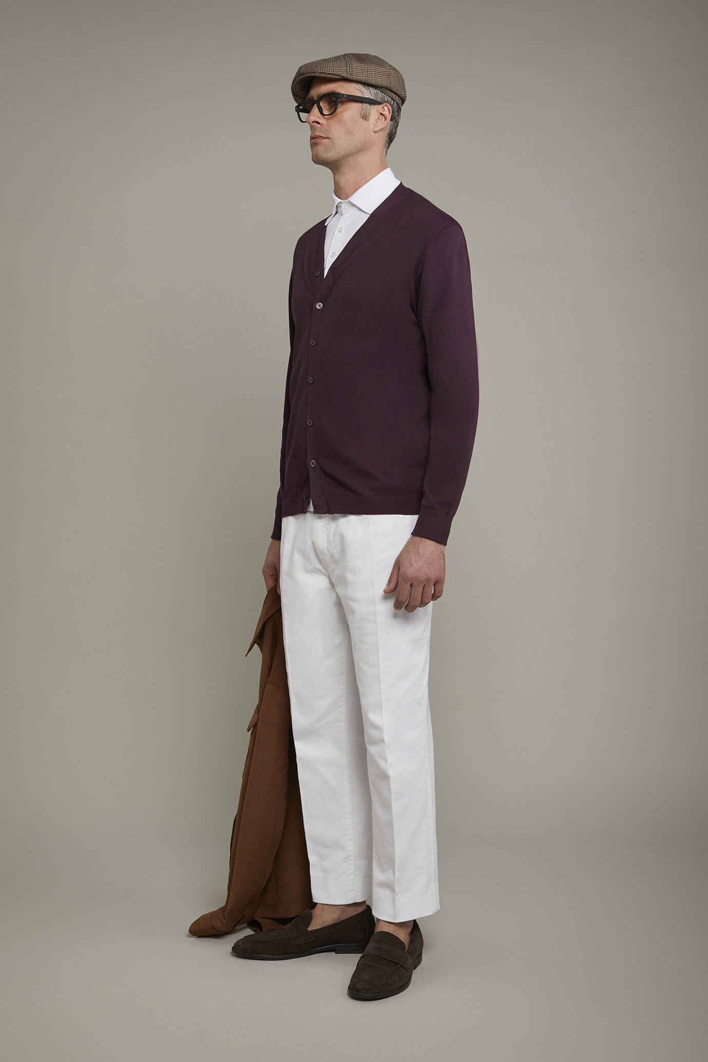 Cardigan homme col V 100 % coton coupe régulière image number 1