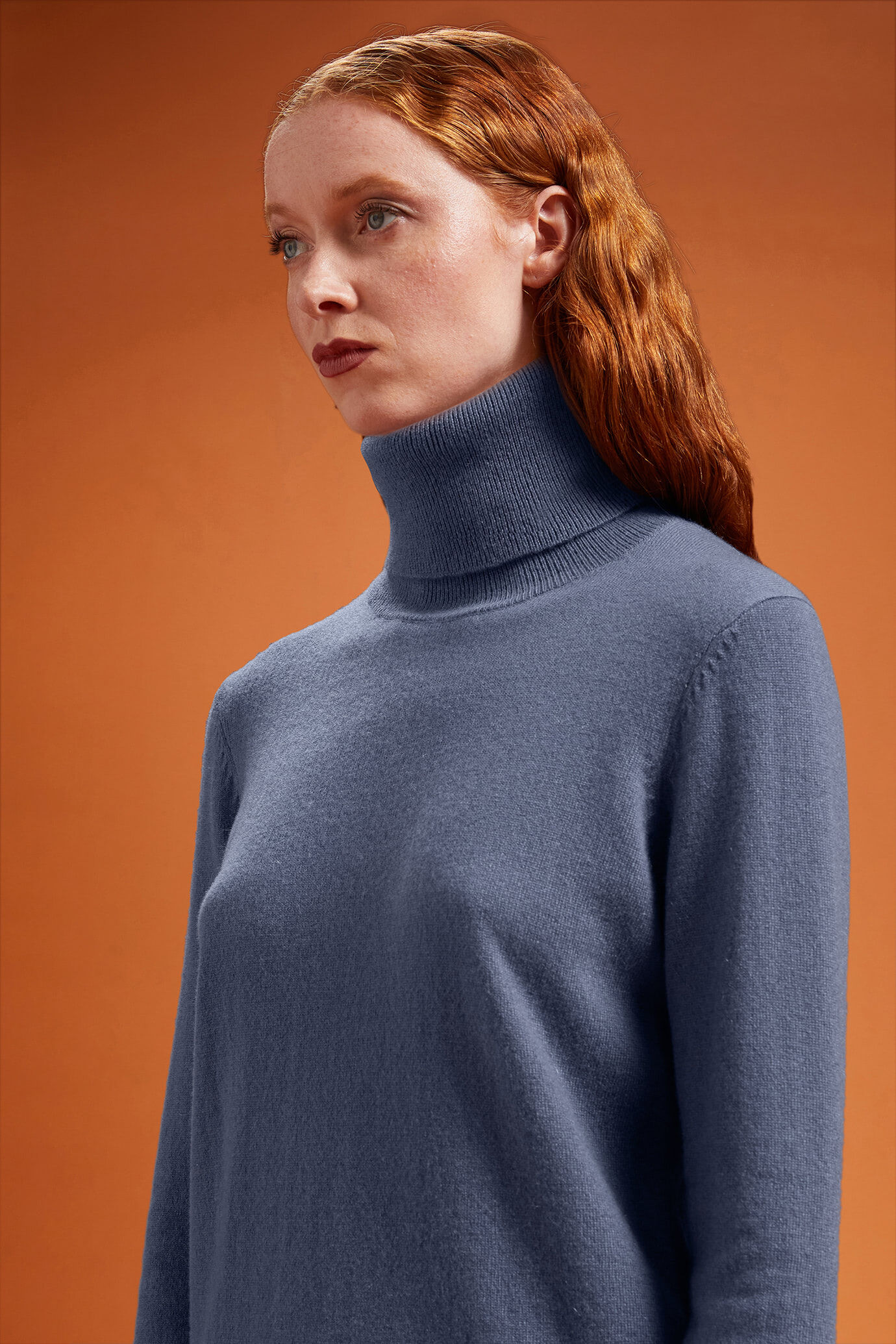 Pull à col roulé pour femme, 100% cachemire, coupe classique image number 4