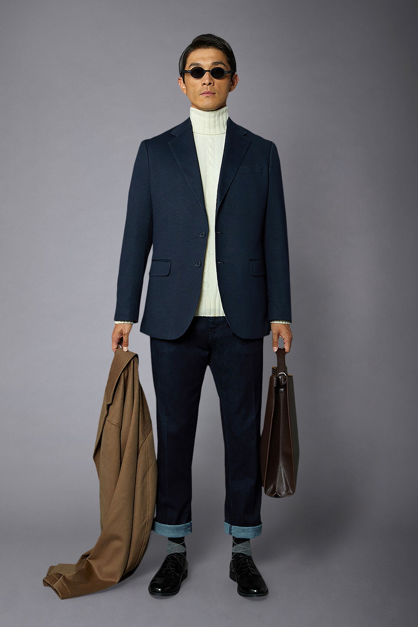 Giacca monopetto genderless in jersey stampato regular fit image number 0