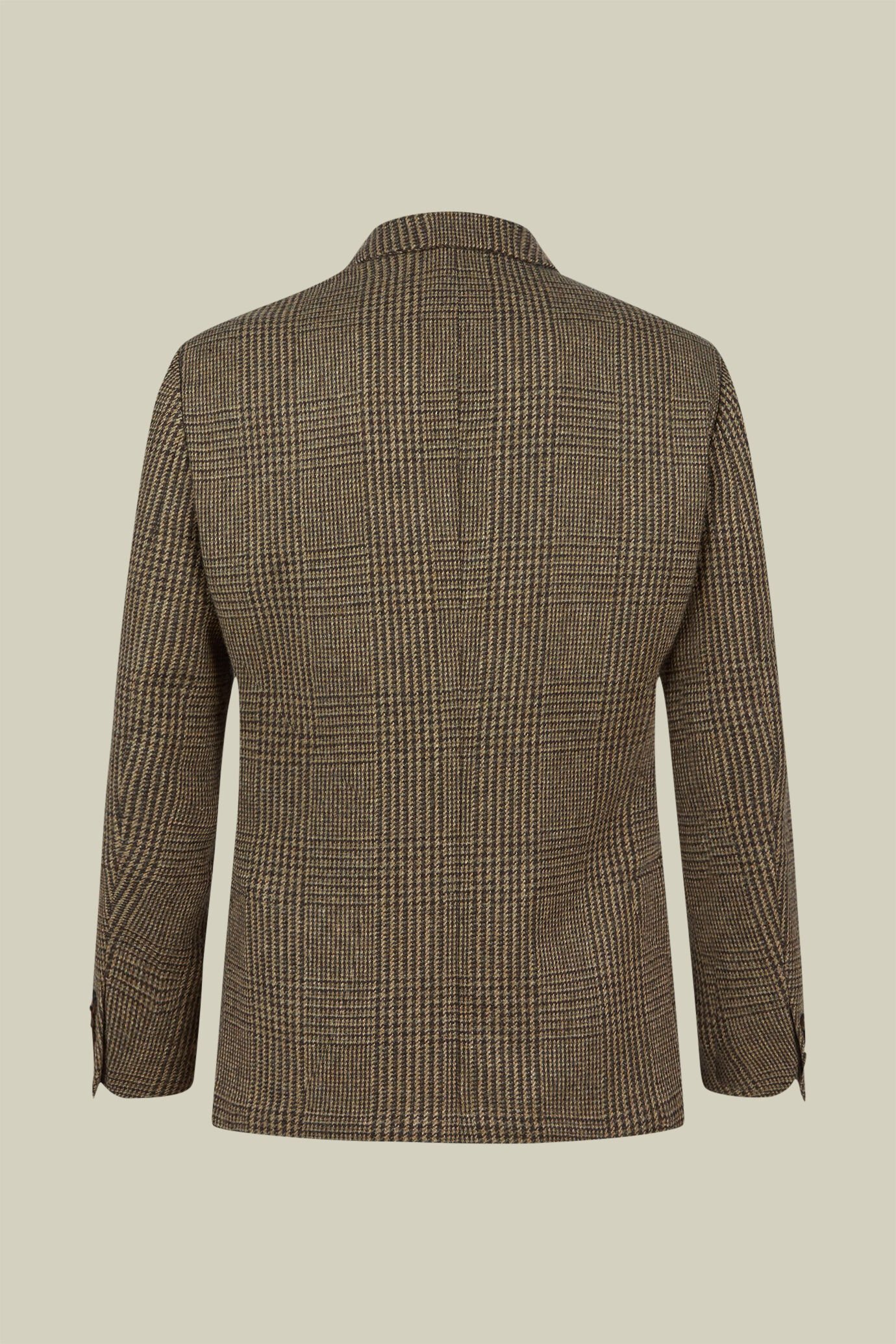 Veste homme simple boutonnage avec col en pointe, en polylaine Prince de Galles, coupe classique