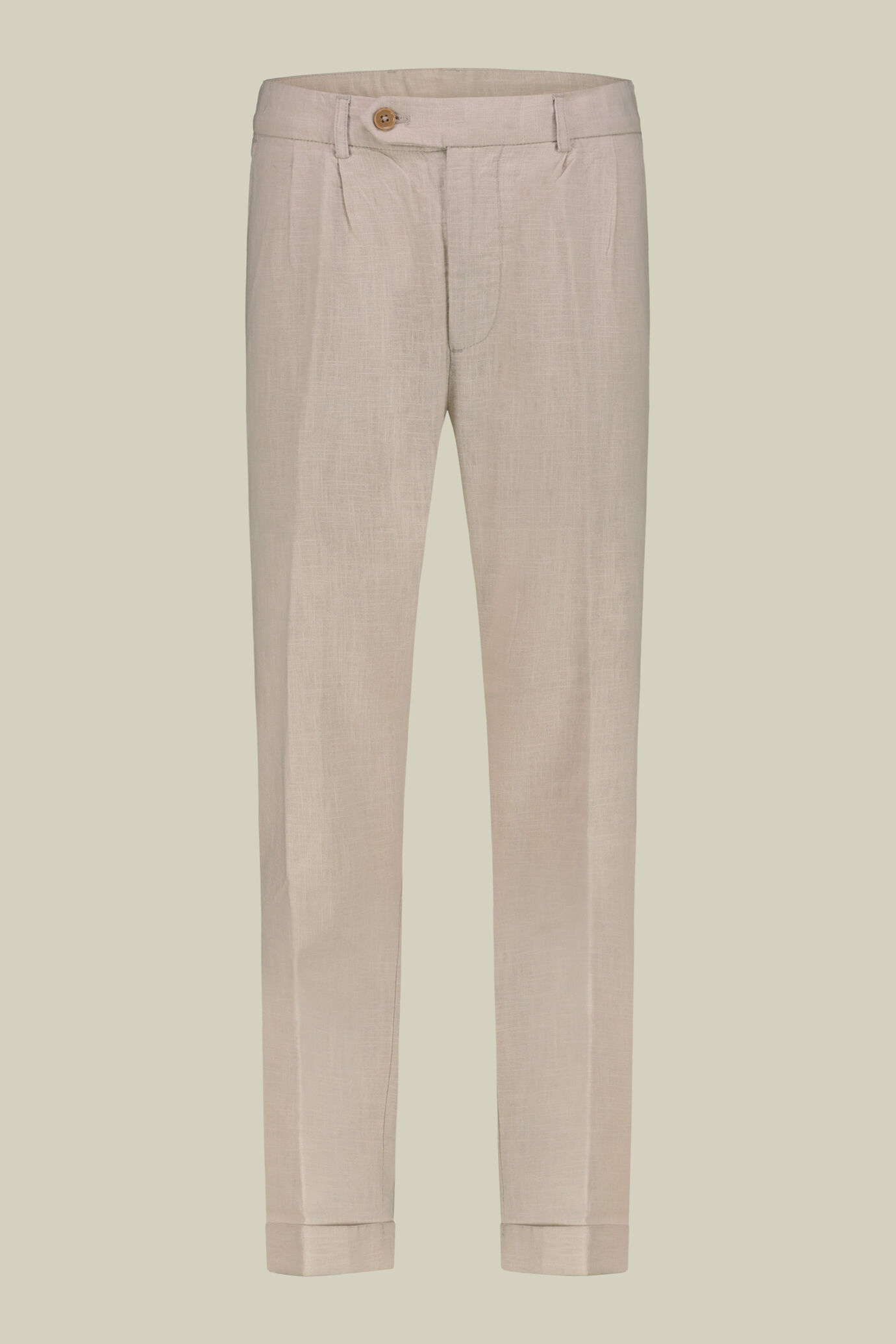 Men's tailored trousers in ramie and cotton with turn-ups, comfort fit image number 4