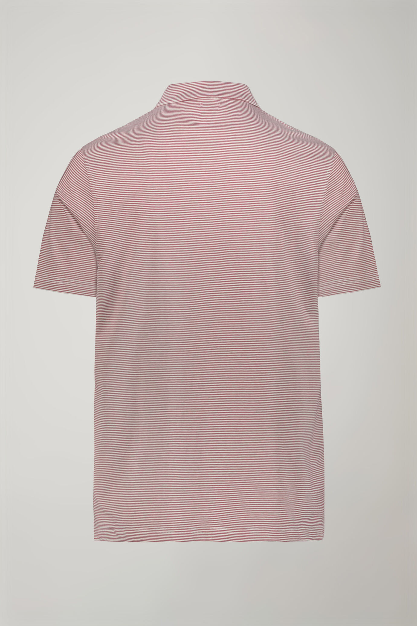 Polo homme &agrave; manches courtes et col derby sans boutons, tissu 100&nbsp;% coton &agrave; fines rayures coupe r&eacute;guli&egrave;re image number 5