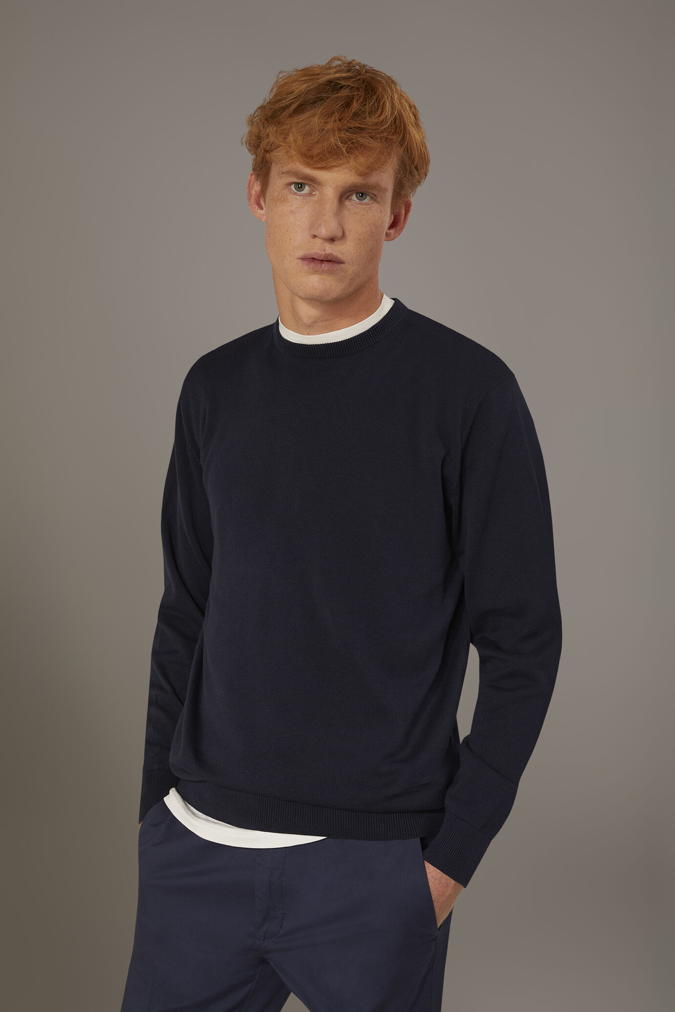Maglia giro collo uomo 100% cotone image number 1