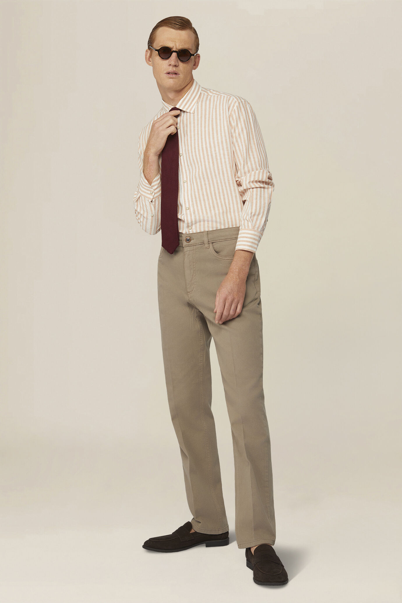 Camicia uomo misto lino cotone righe larghe image number 1