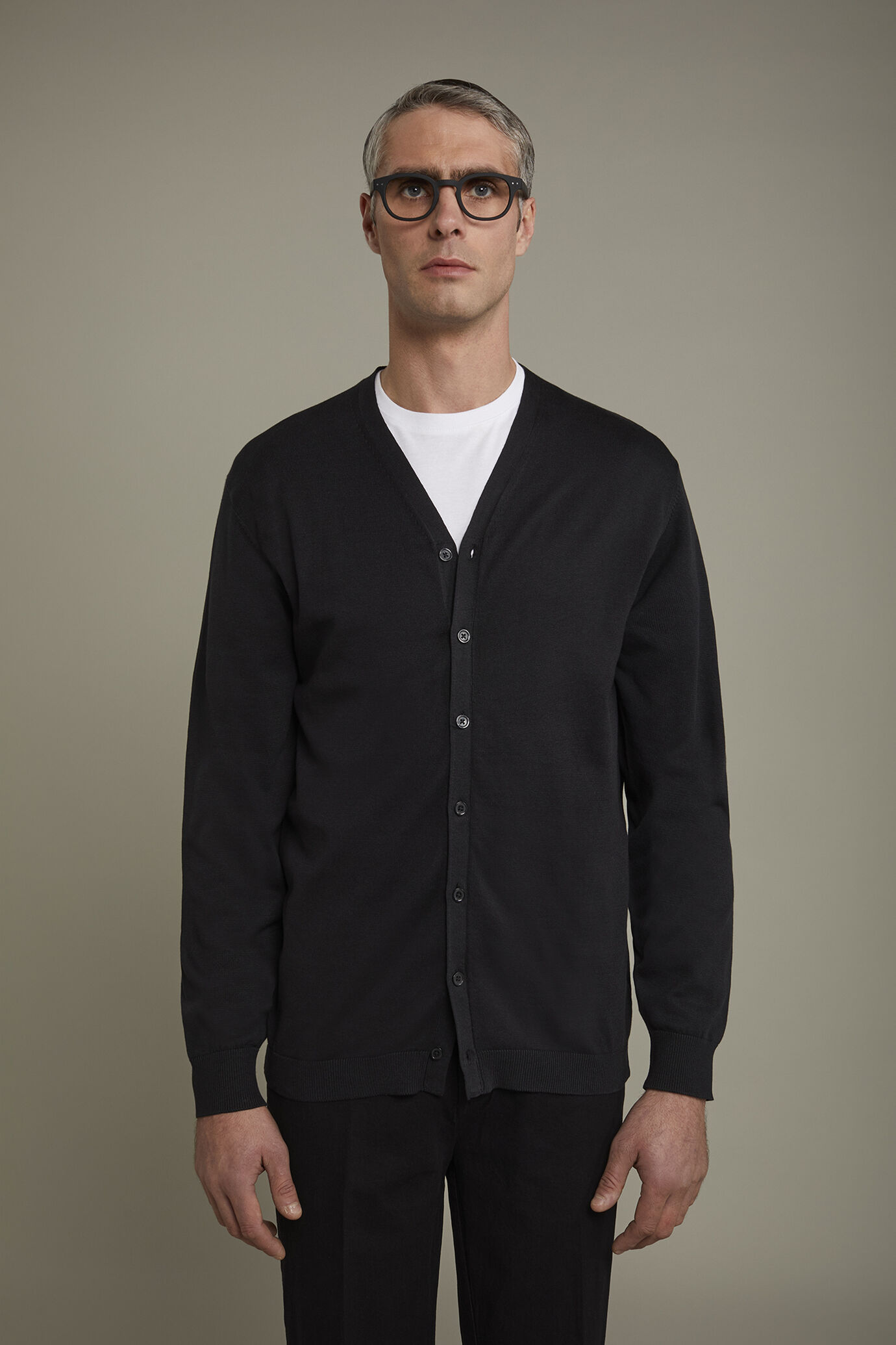 Men's sweater V collar 100% cotton regular fit image number 2