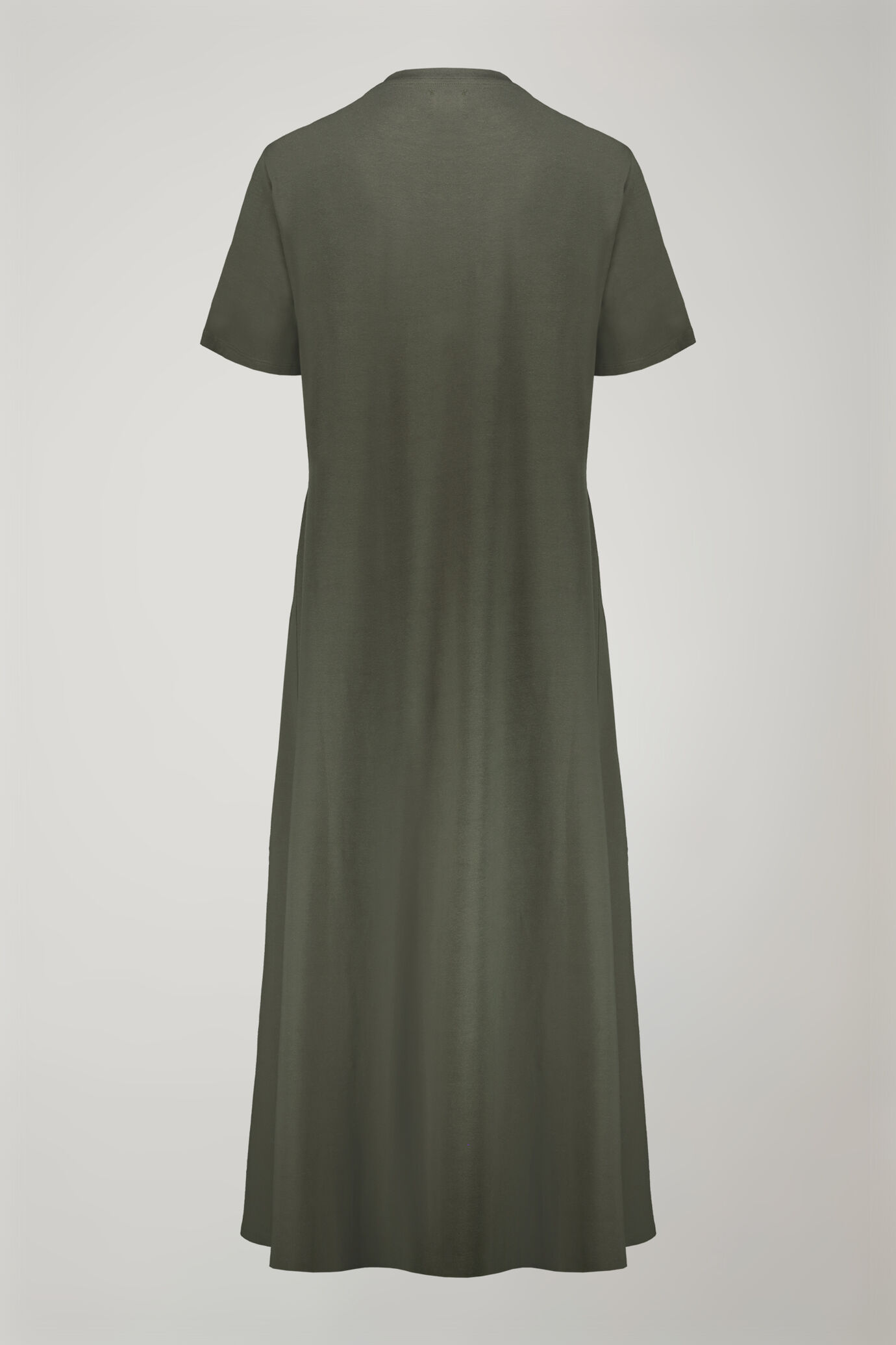 Robe midi femme à col rond et manches courtes en jersey de coton stretch coupe régulière image number 5