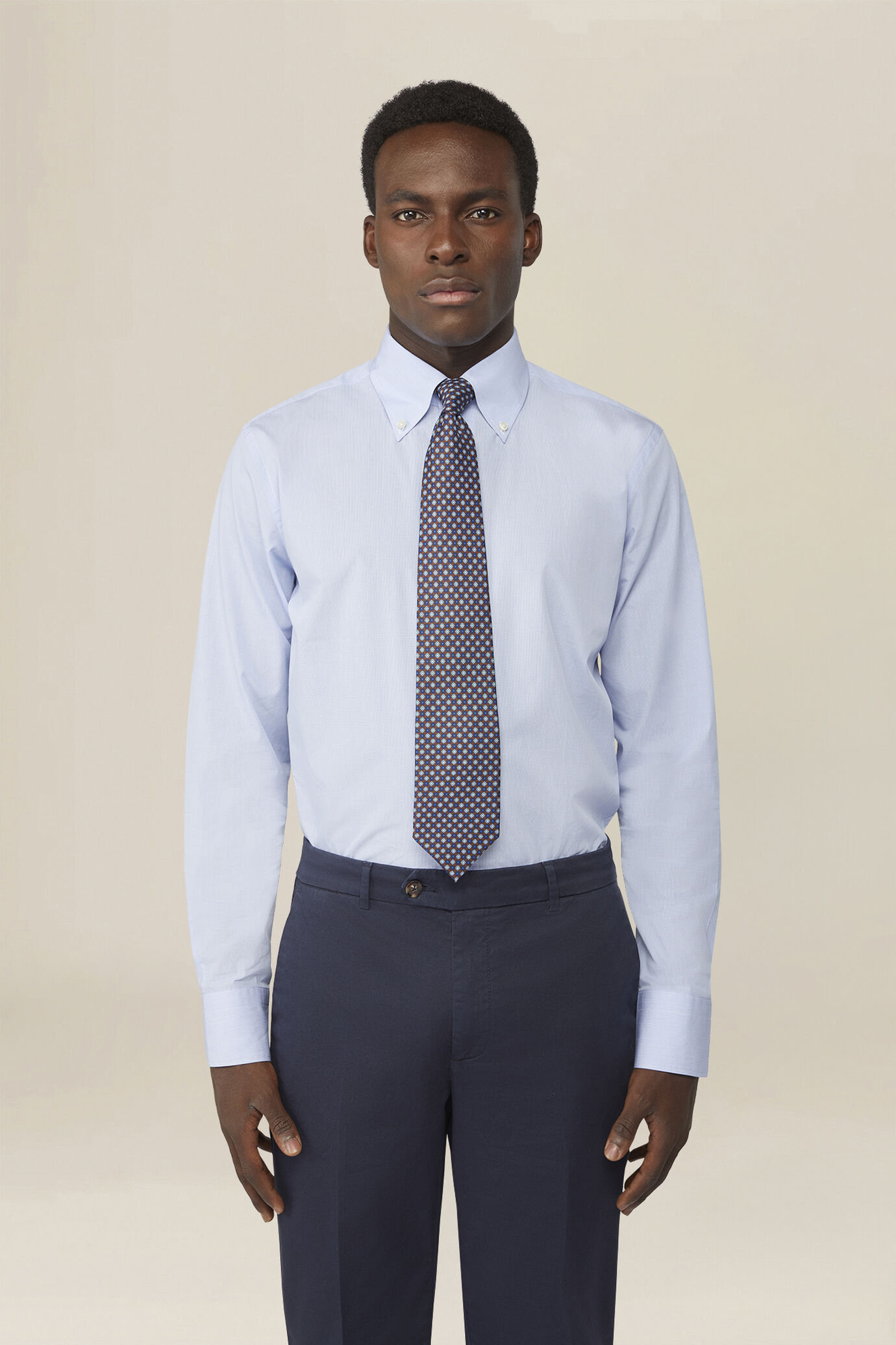 Chemise pour homme 100 % coton &agrave; micro-carreaux et col boutonn&eacute; image number 0