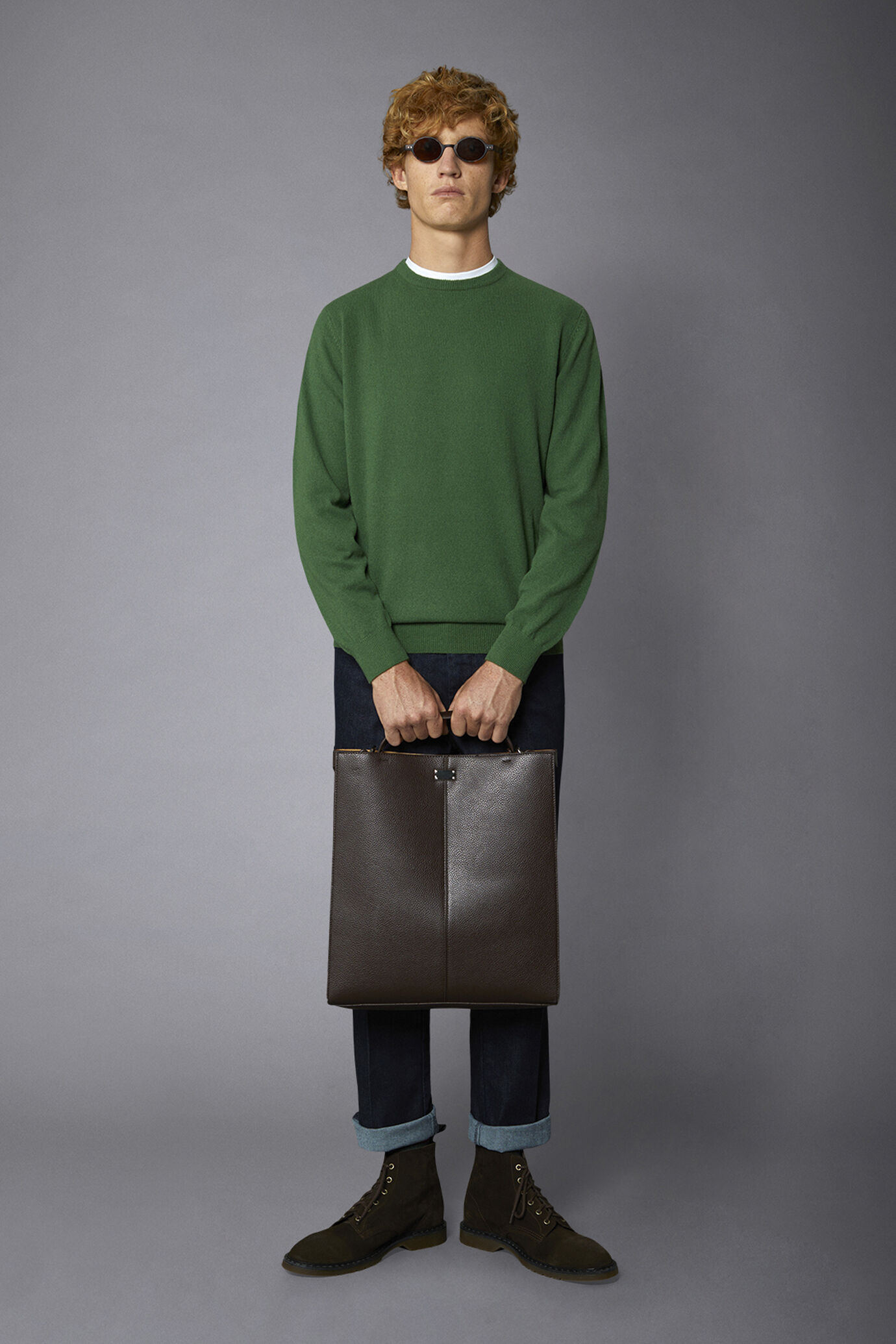 Men's crew neck wool blend lambswool regular fit sweater