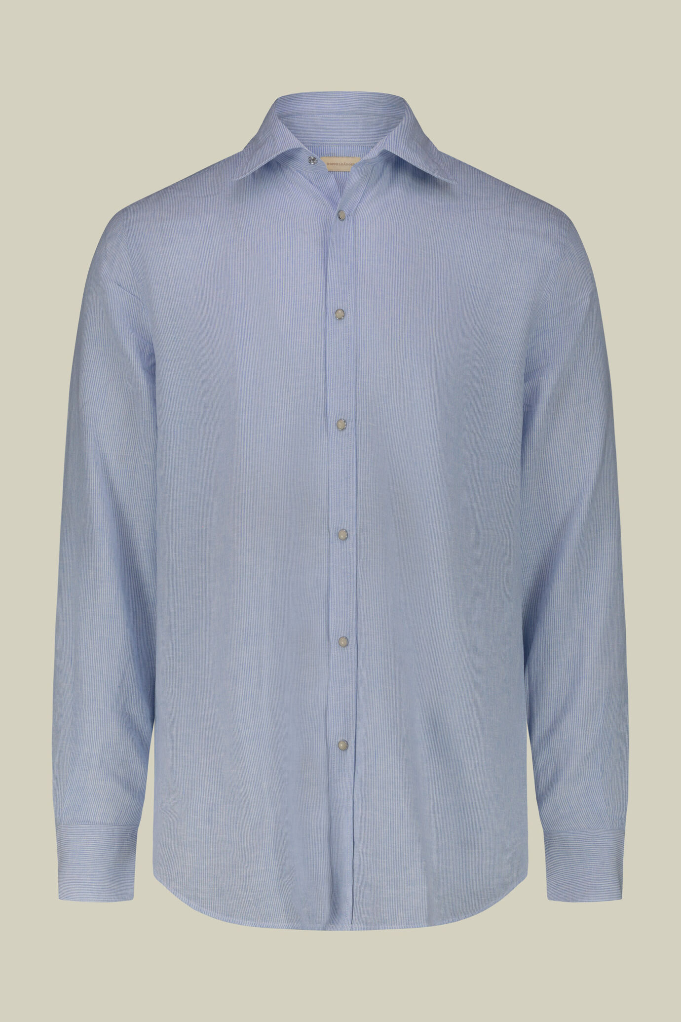 Camicia uomo misto lino cotone righe sottili image number 4