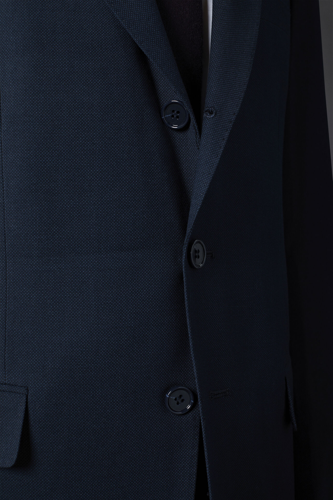Men's single-breasted suit regular fit bird's eye fabric image number 4