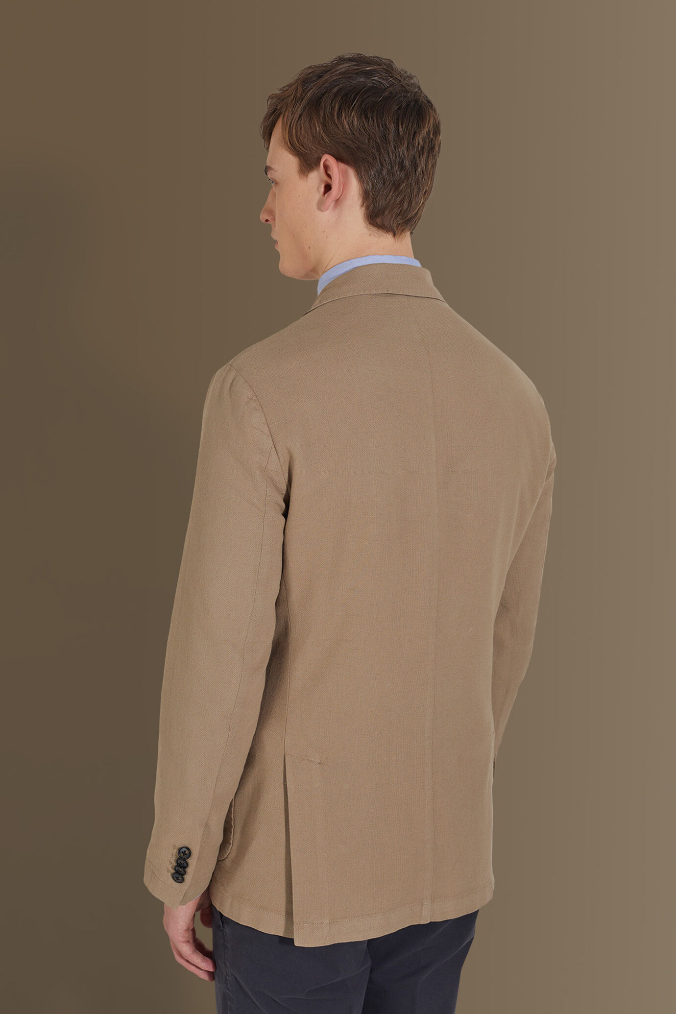 Single breasted jacket patch pocket cotton linen garmet dyed image number 5